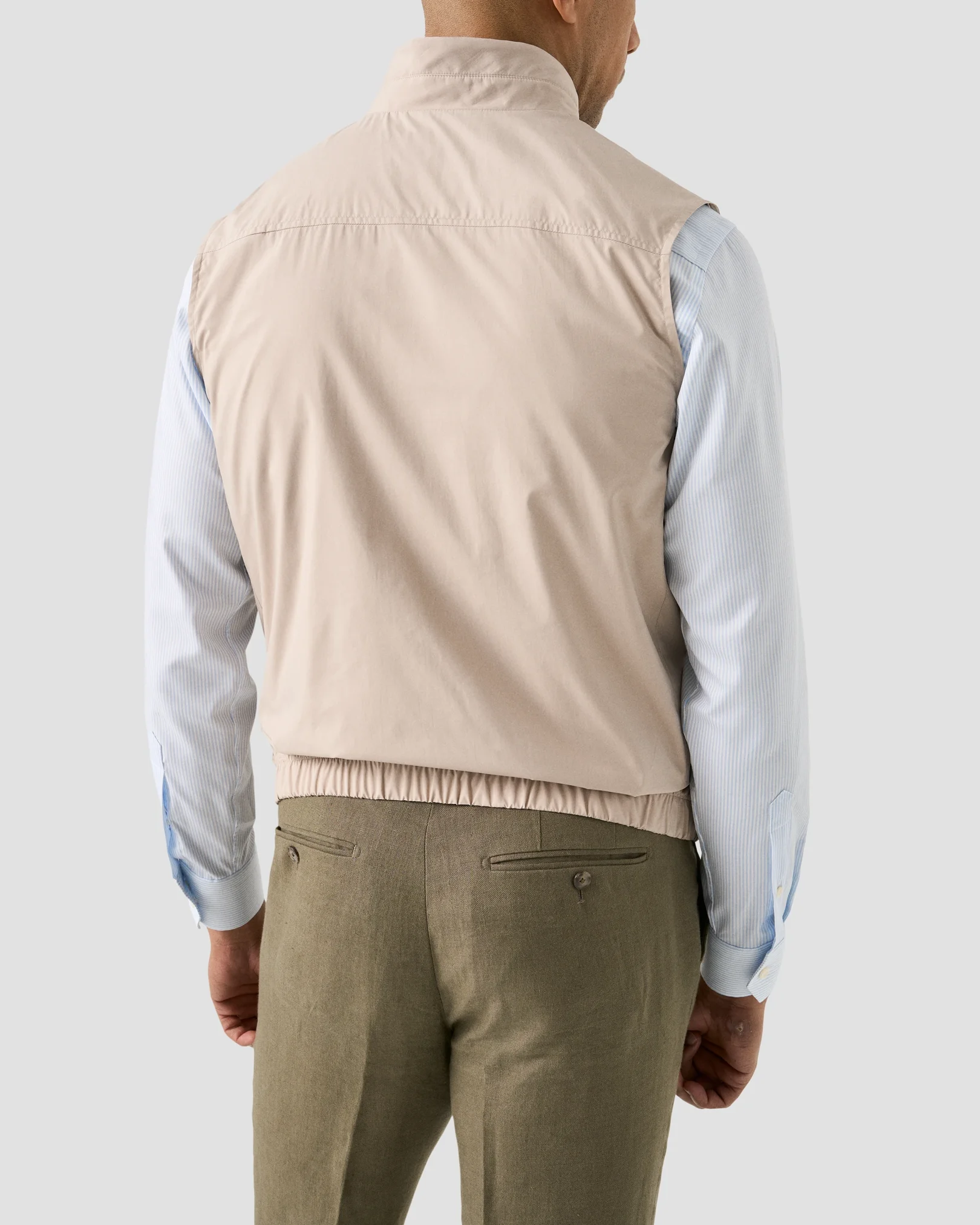 Eton - beige solid wind vest with elastic hem