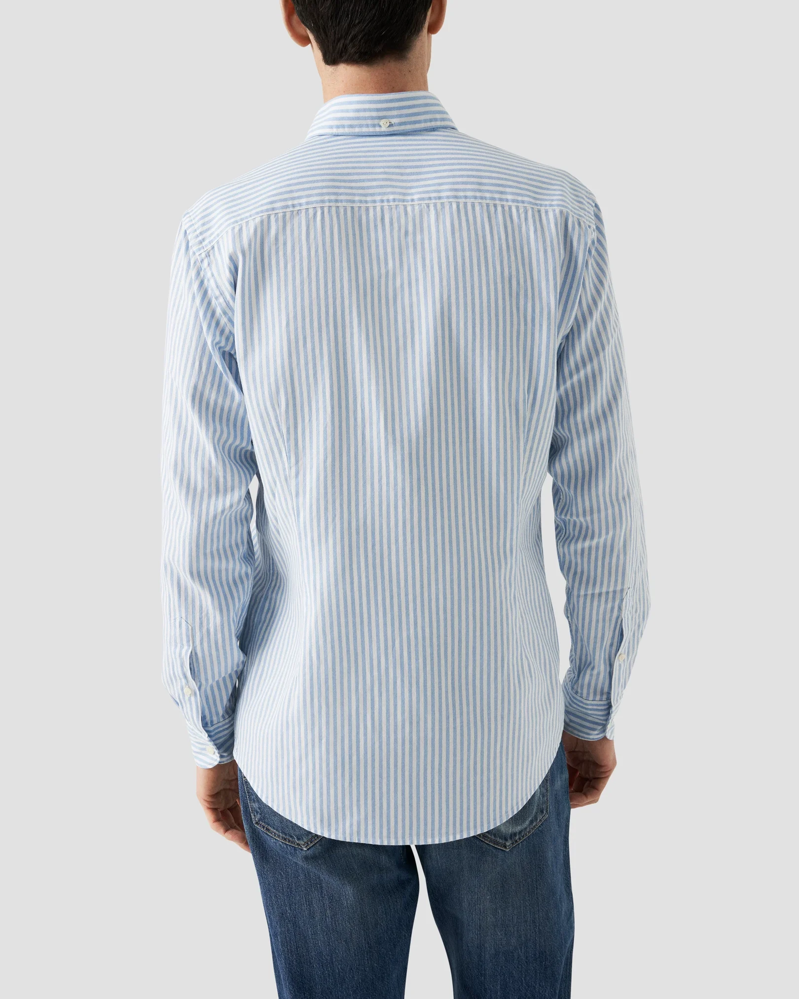 Light Blue Striped Royal Oxford Shirt - Eton