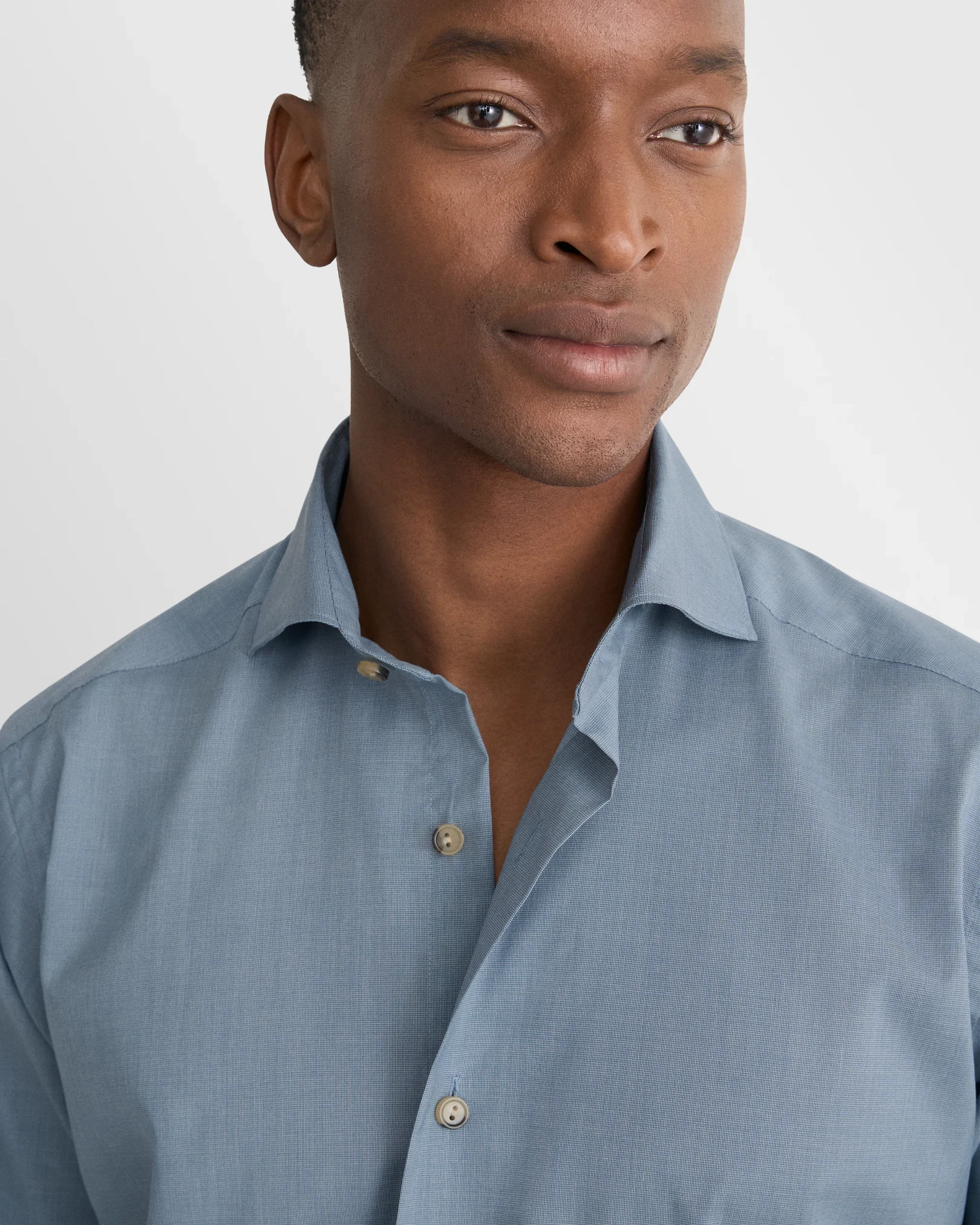 Eton - dark blue solid lighweight poplin shirt