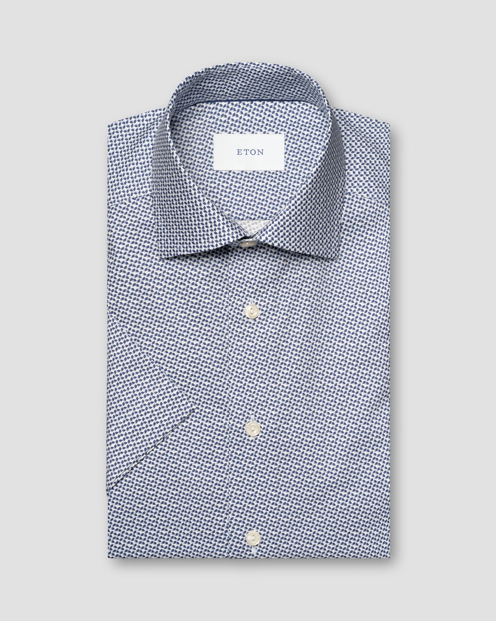 Eton - light blue micro geometric short sleeve