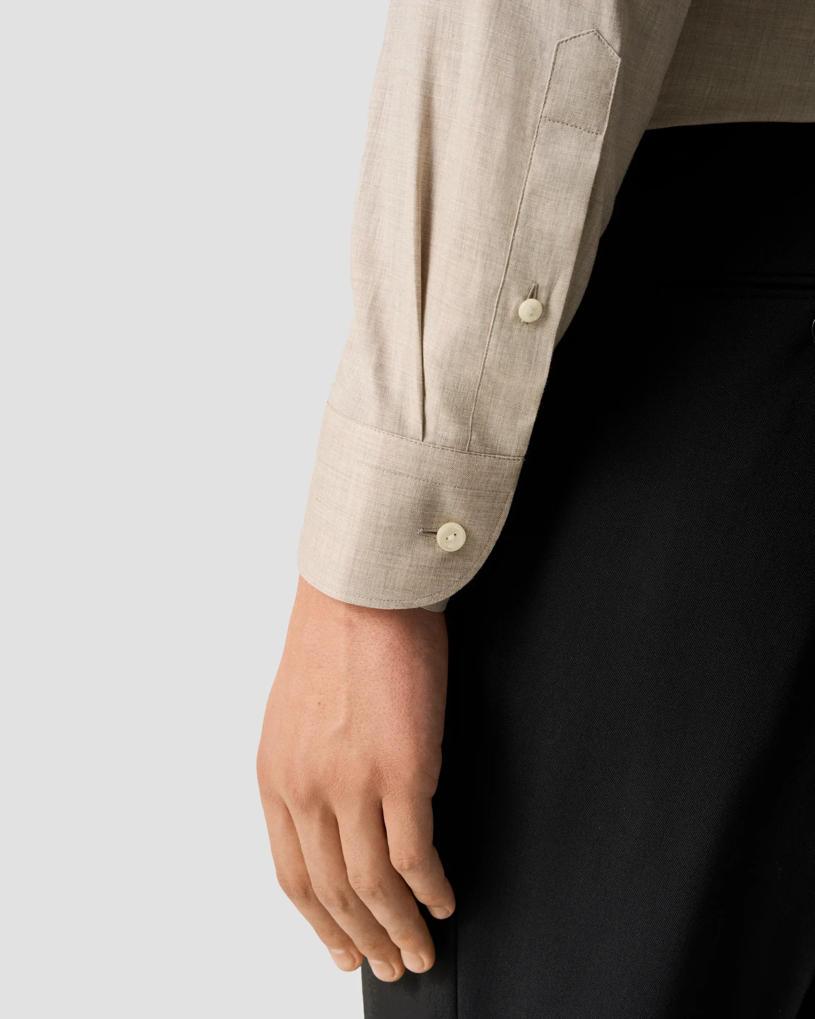 Eton - solid signature flannel shirt wide spread rounded single