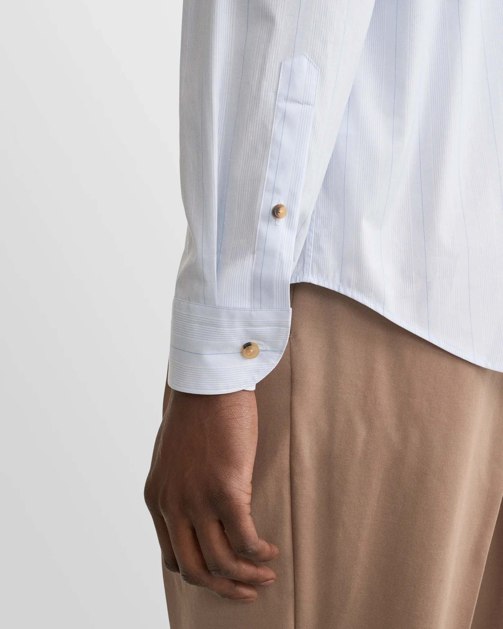 Eton - light blue multi striped lighweight poplin shirt