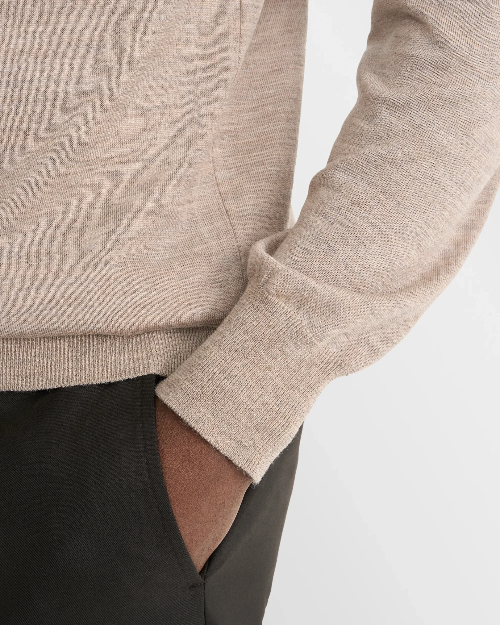 Eton - beige merino fine knit polo shirt