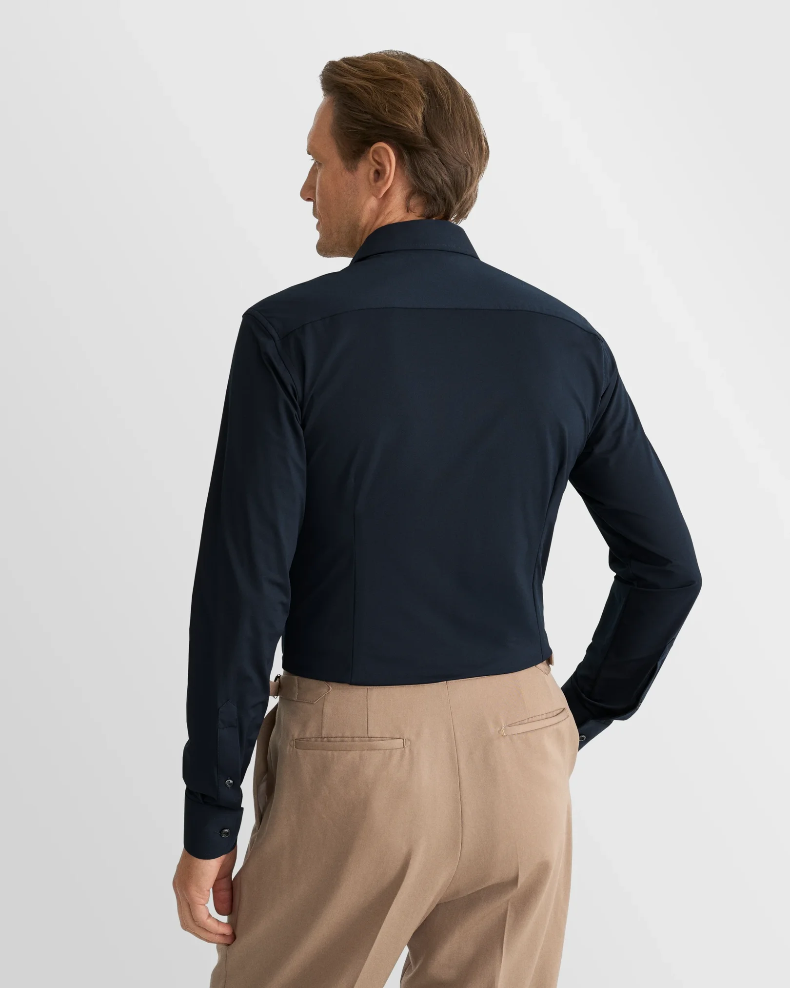 Eton - navy blue 4 way stretch shirt