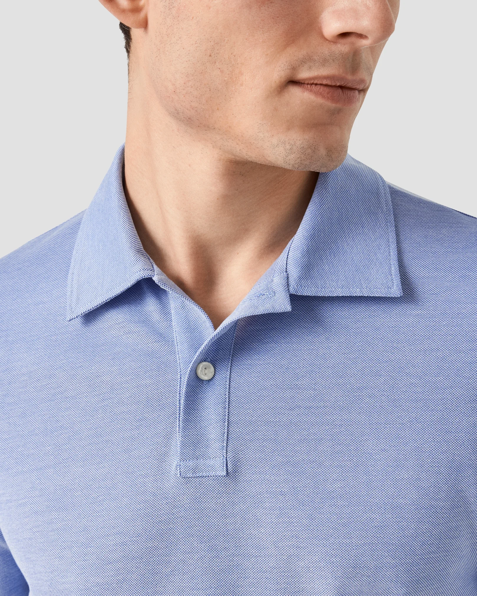 Eton - Blue Oxford Piqué Polo Shirt