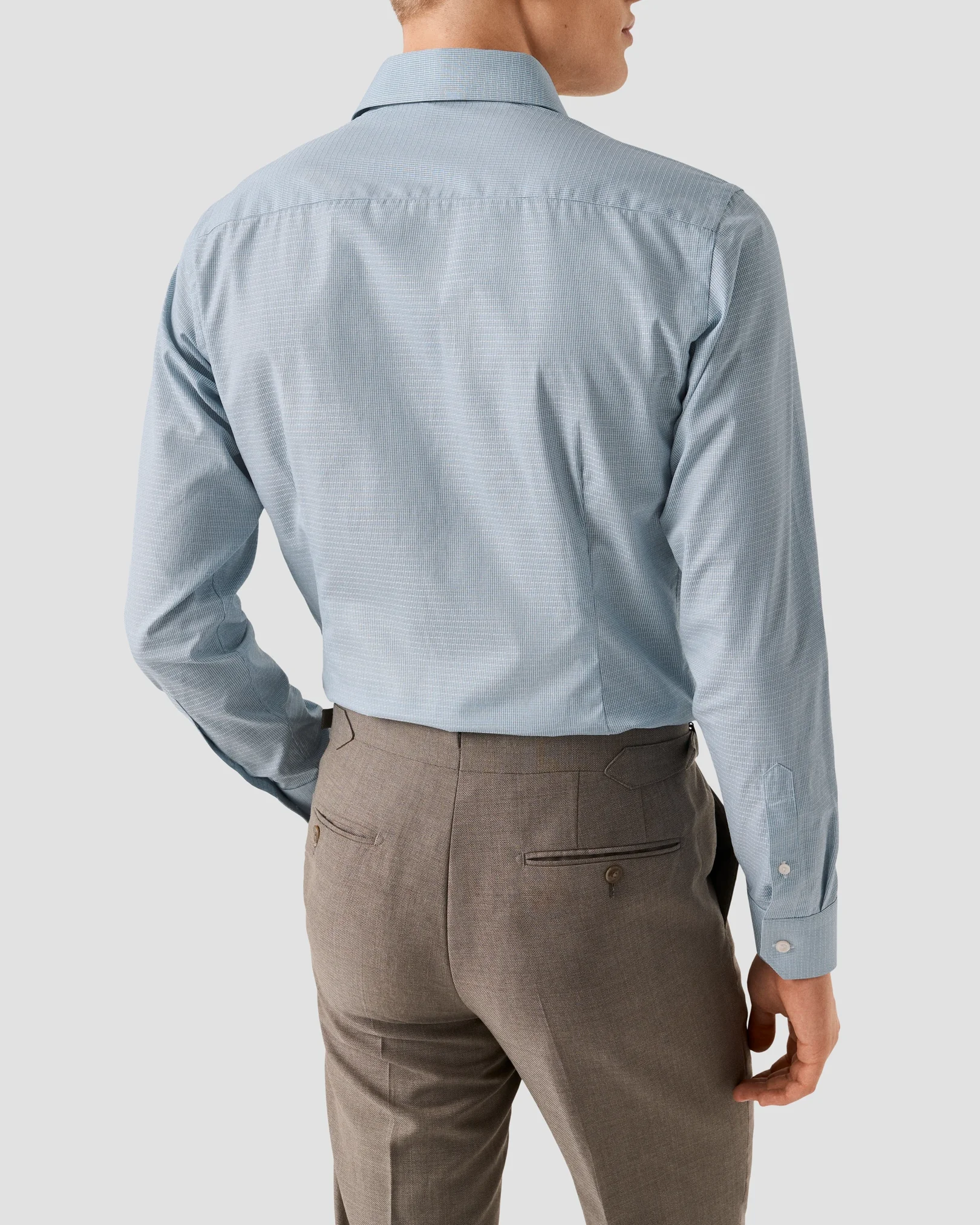 Eton - mid blue semi solid signature dobby shirt