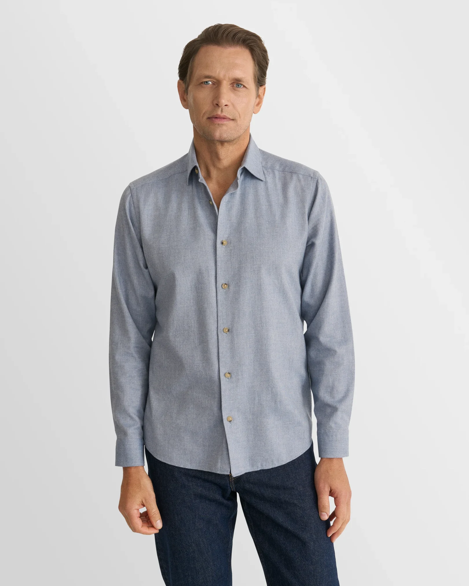 Eton - light blue solid flannel shirt