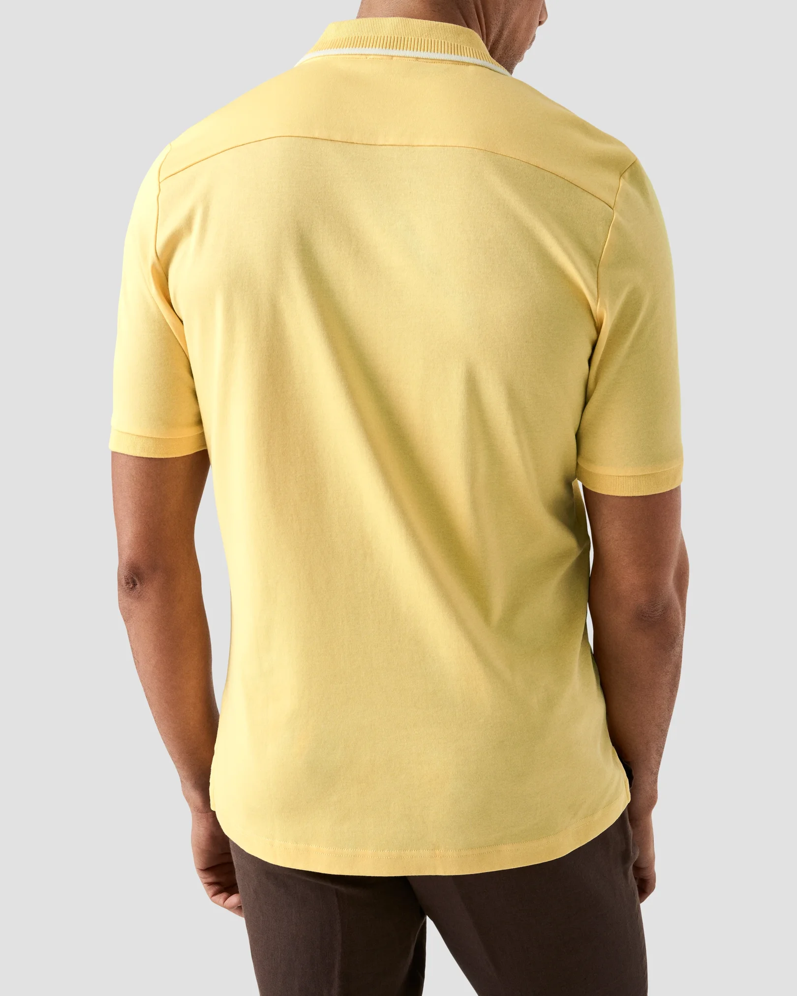 Eton - yellow cotton interlock polo shirt