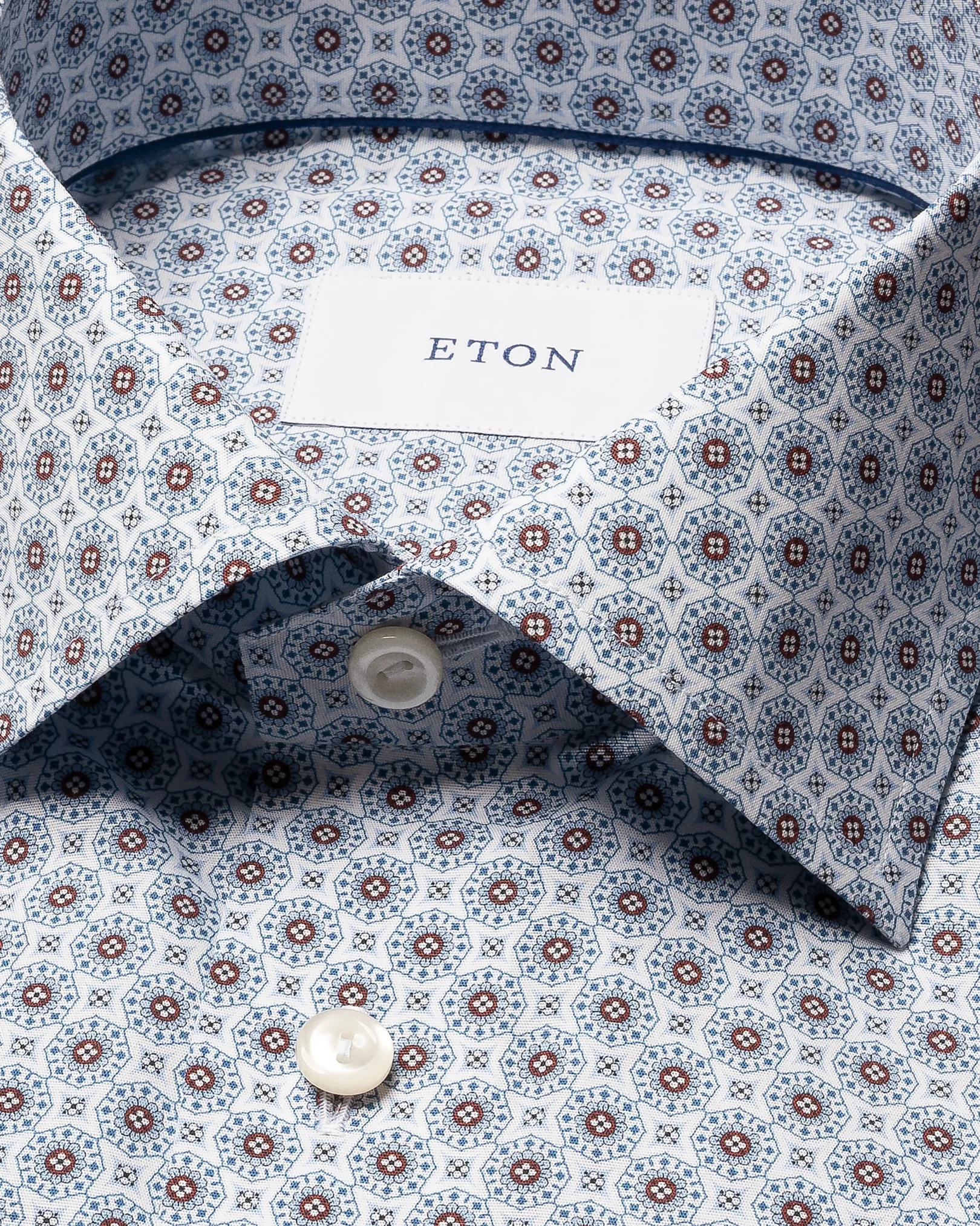Eton - dark blue geometric print signature twill shirt 263