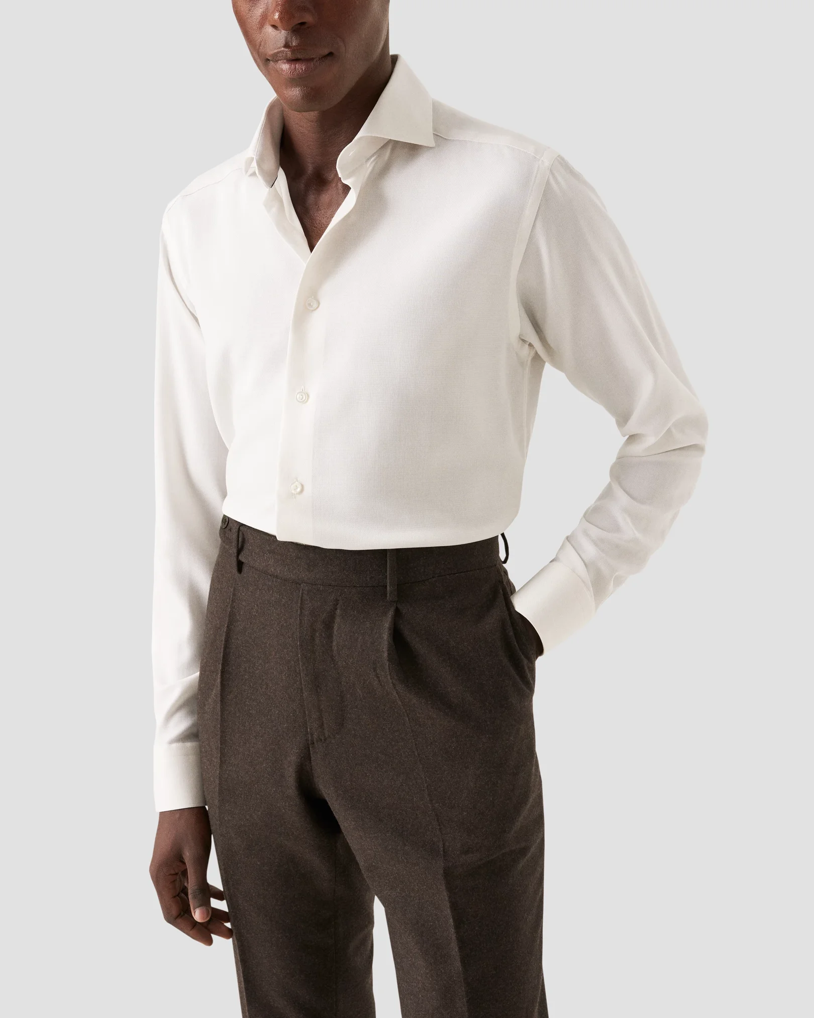 Eton - white royal weave shirt