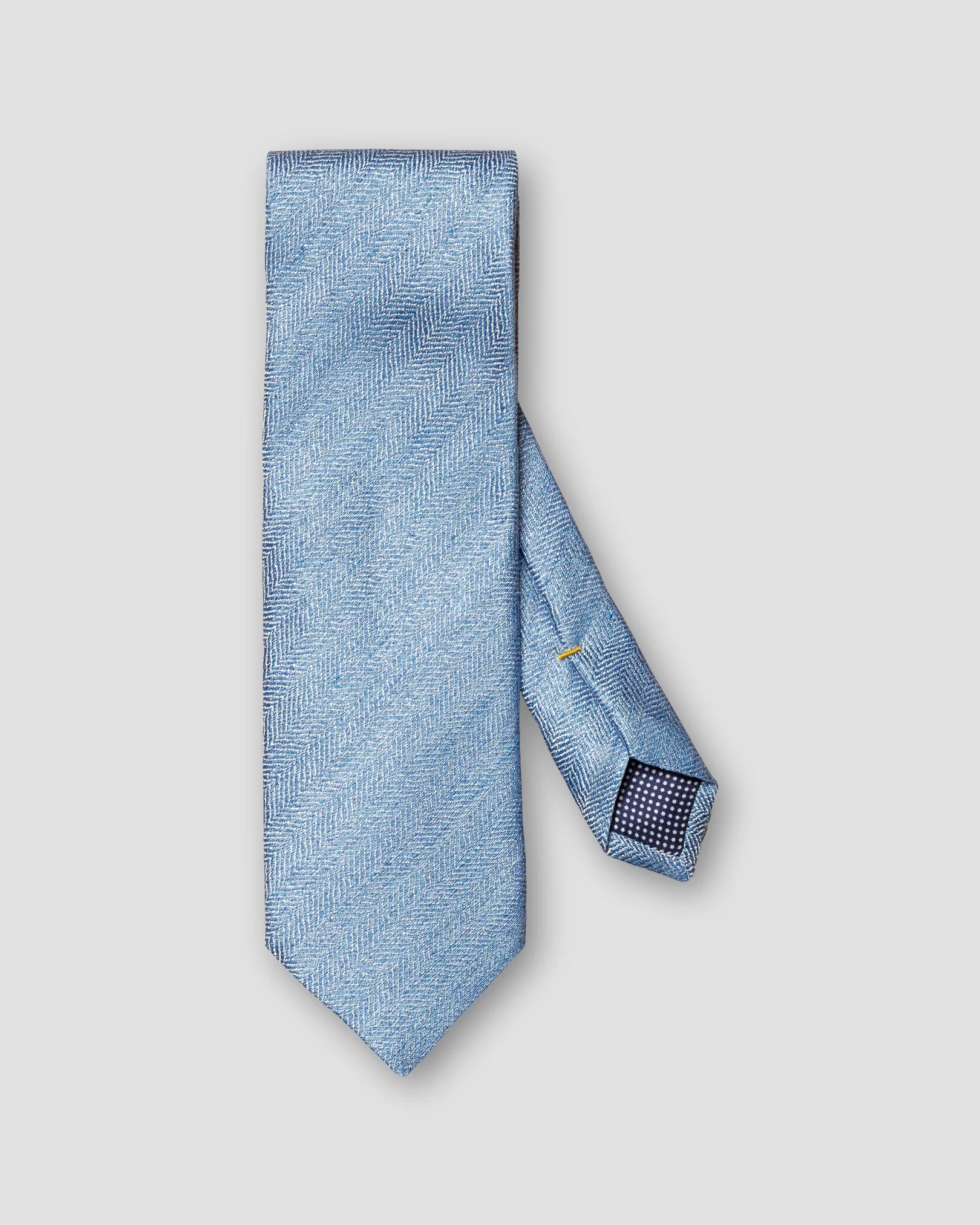 Eton - blue herringbone silk linen tie