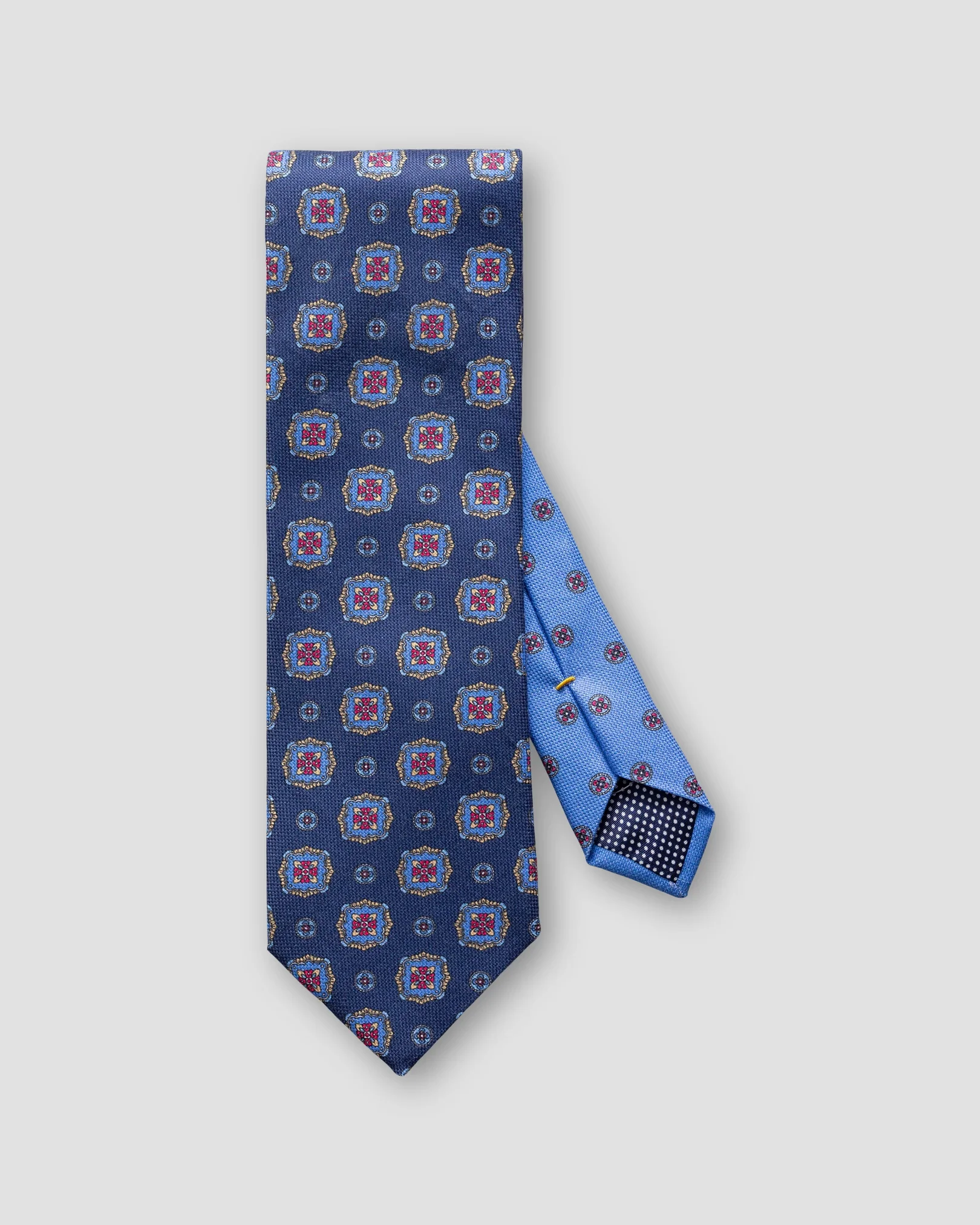 Eton - dark blue medallion print cotton tie