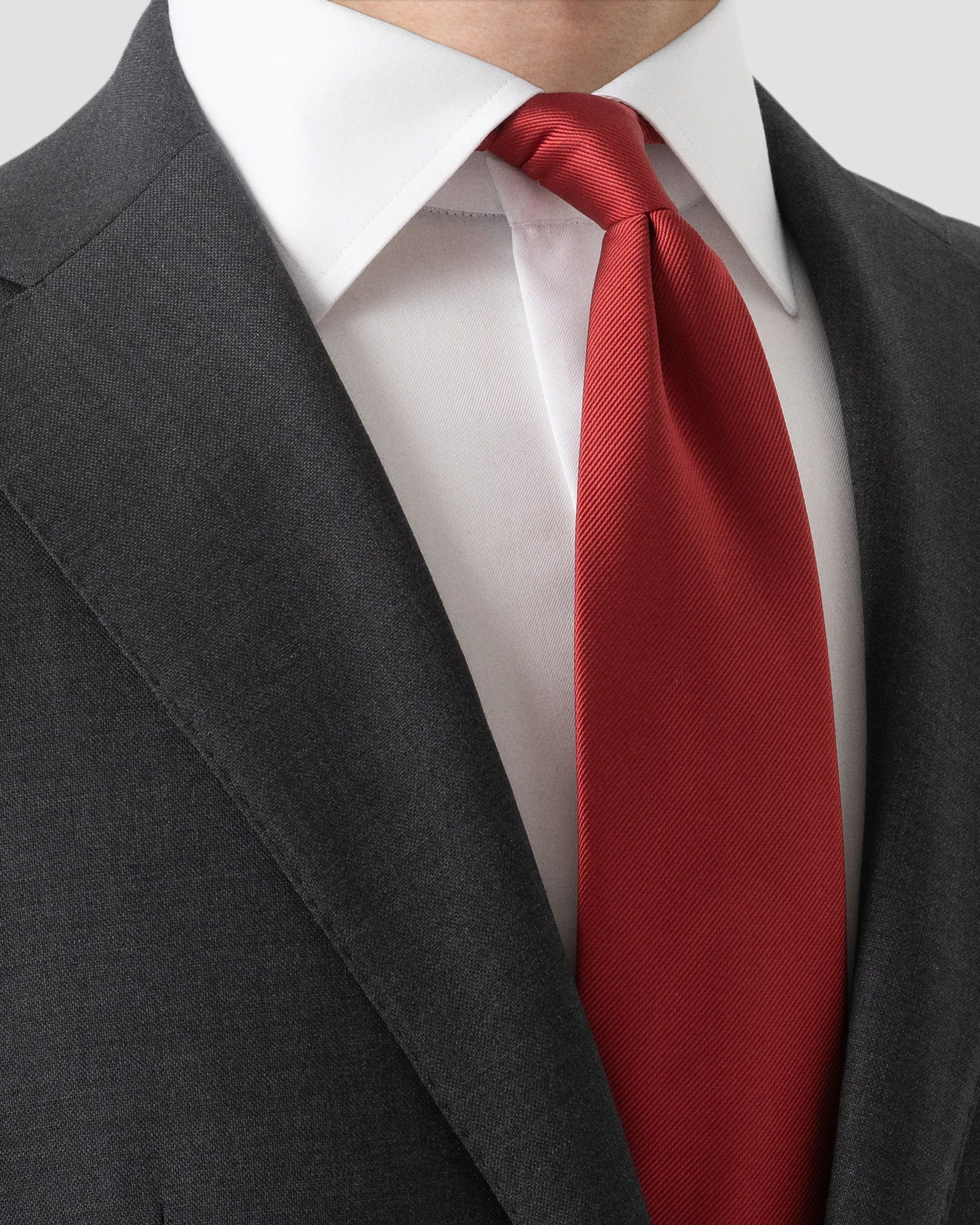 Eton - red solid silk twill tie