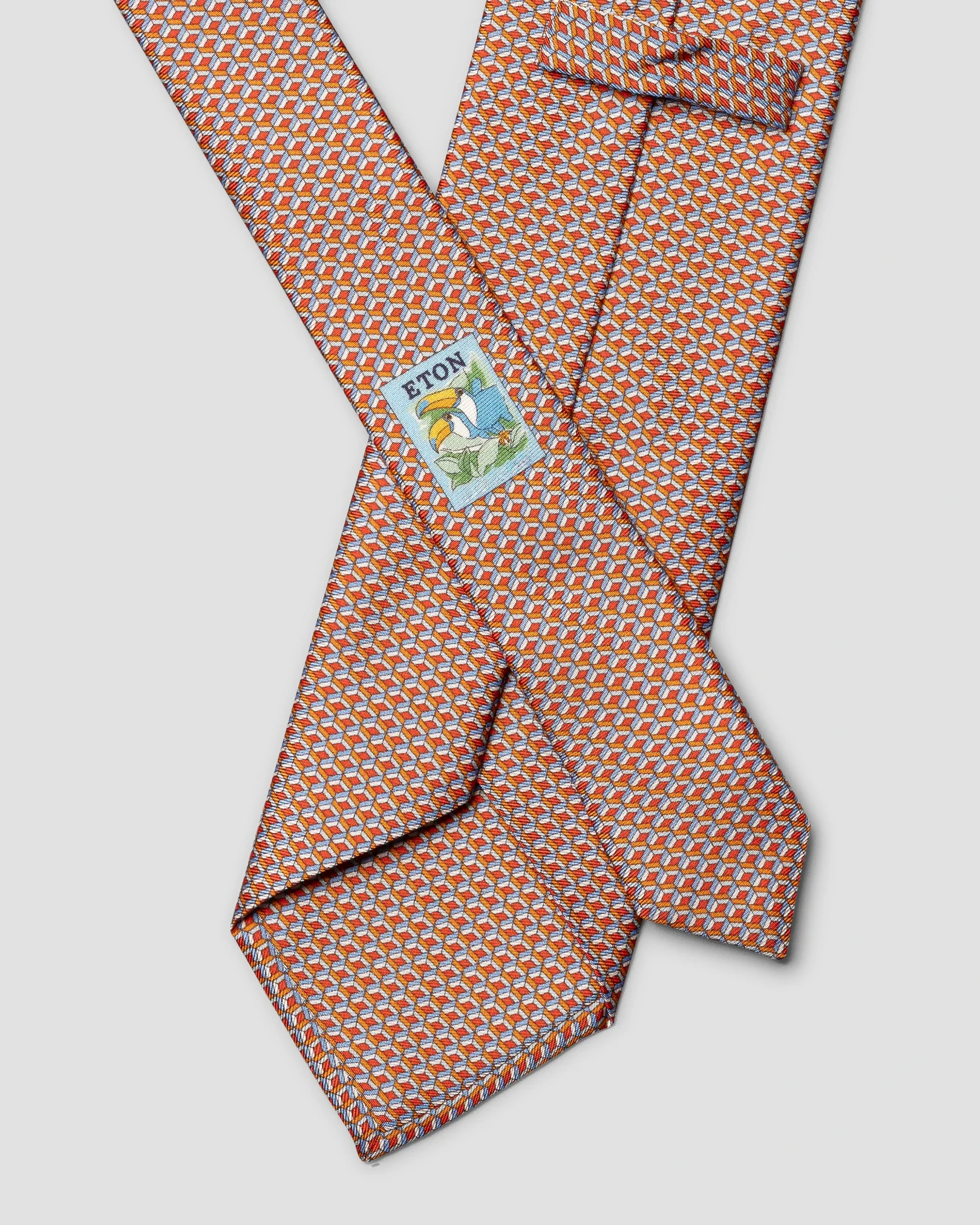 Eton - orange geometrical print silk tie