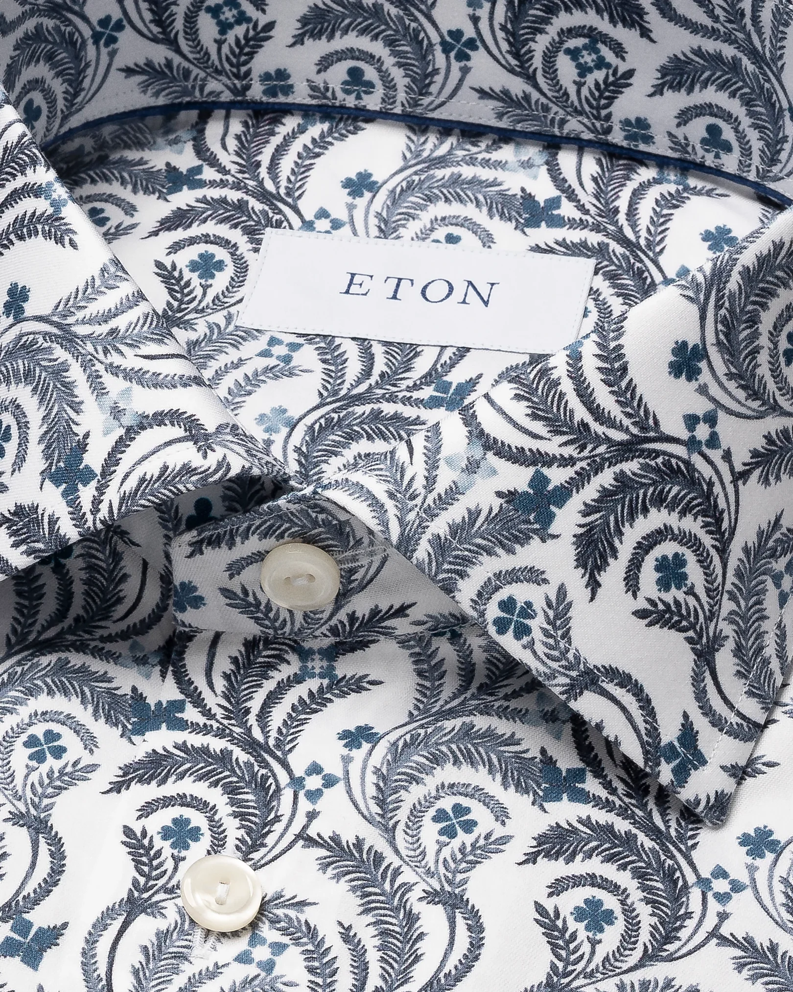 Eton - light blue twill floral paisley print