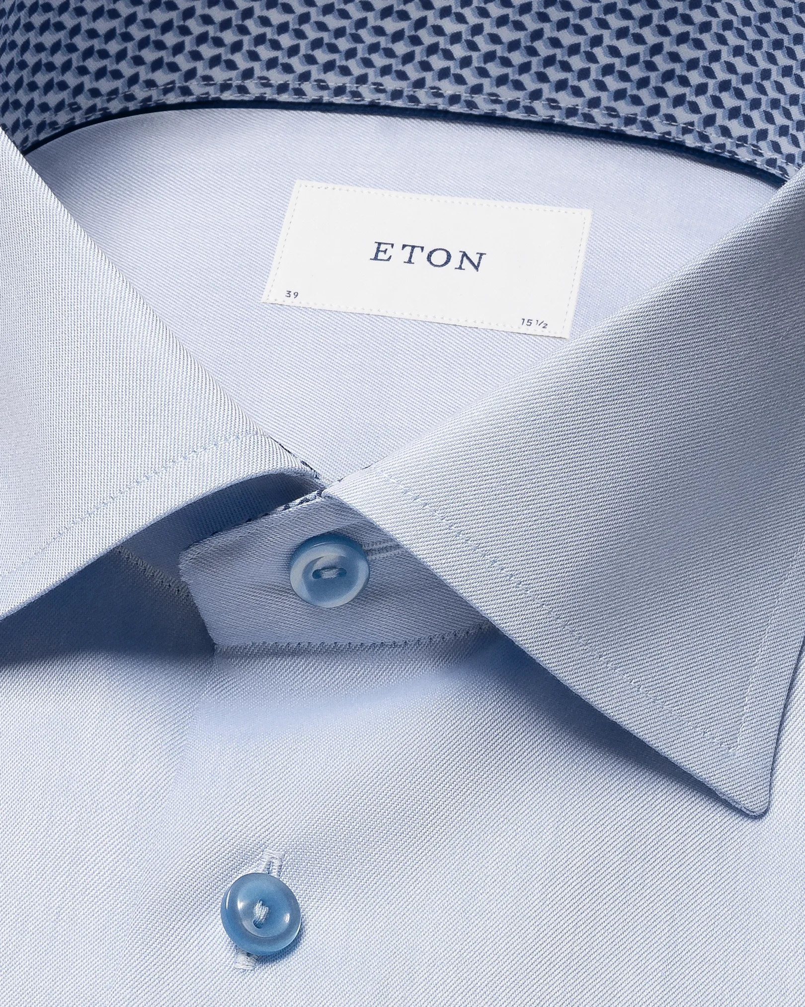 Eton - light blue solid signature twill geometric effect shirt