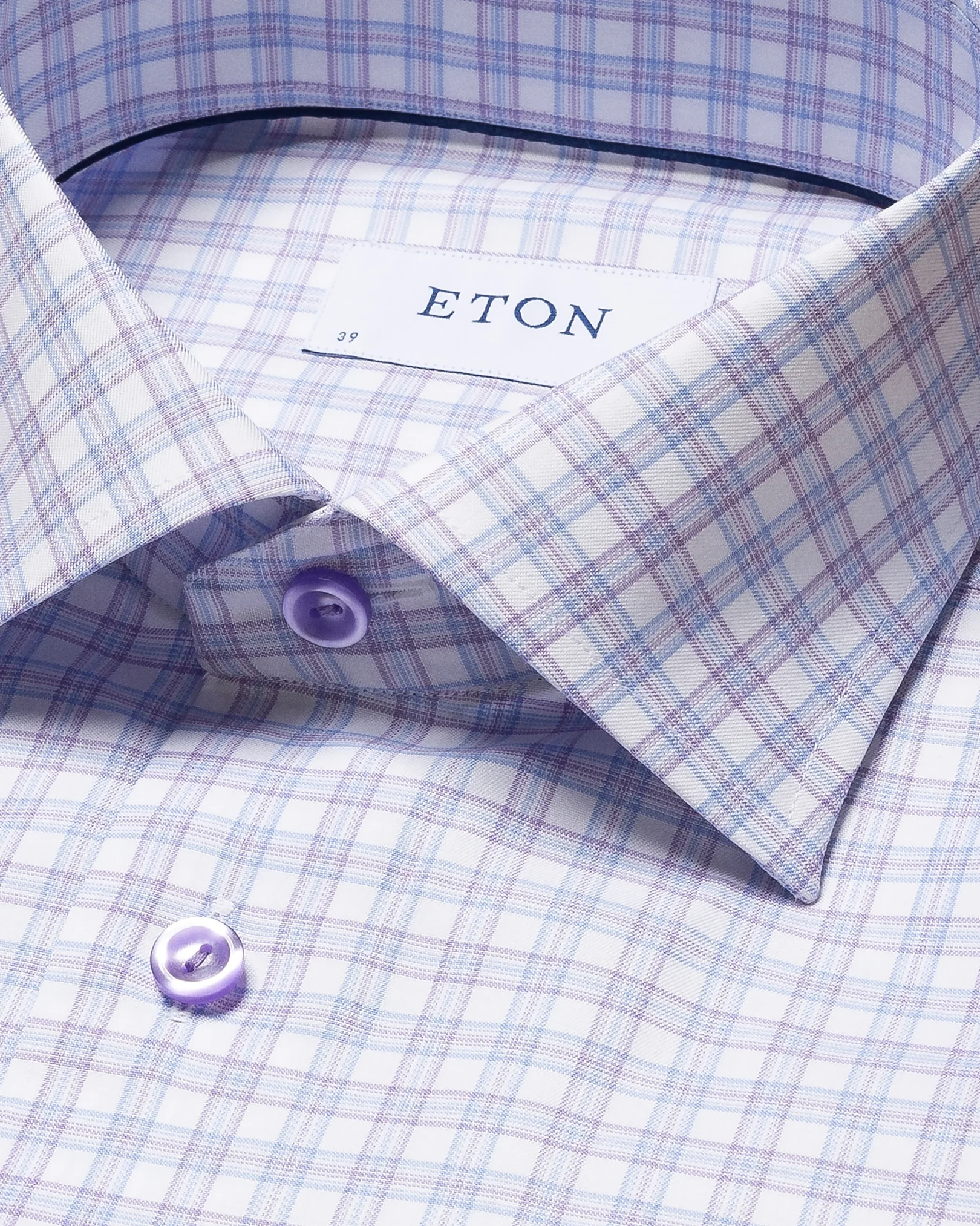 Eton - light purple cotton lyocell stretch cut away single slim