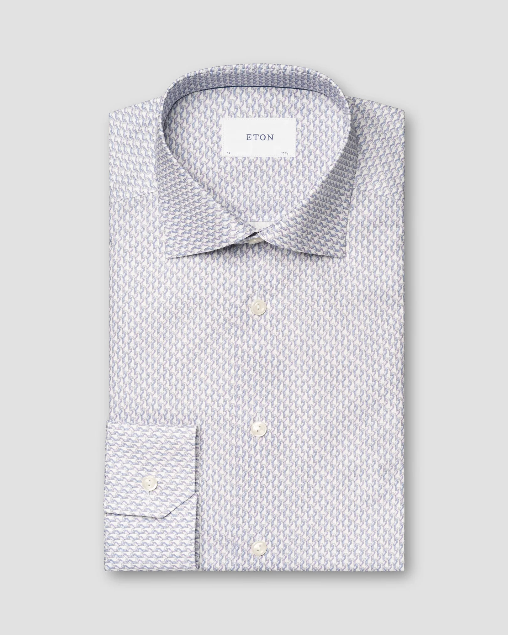 Eton - light purple parrot print signature twill shirt