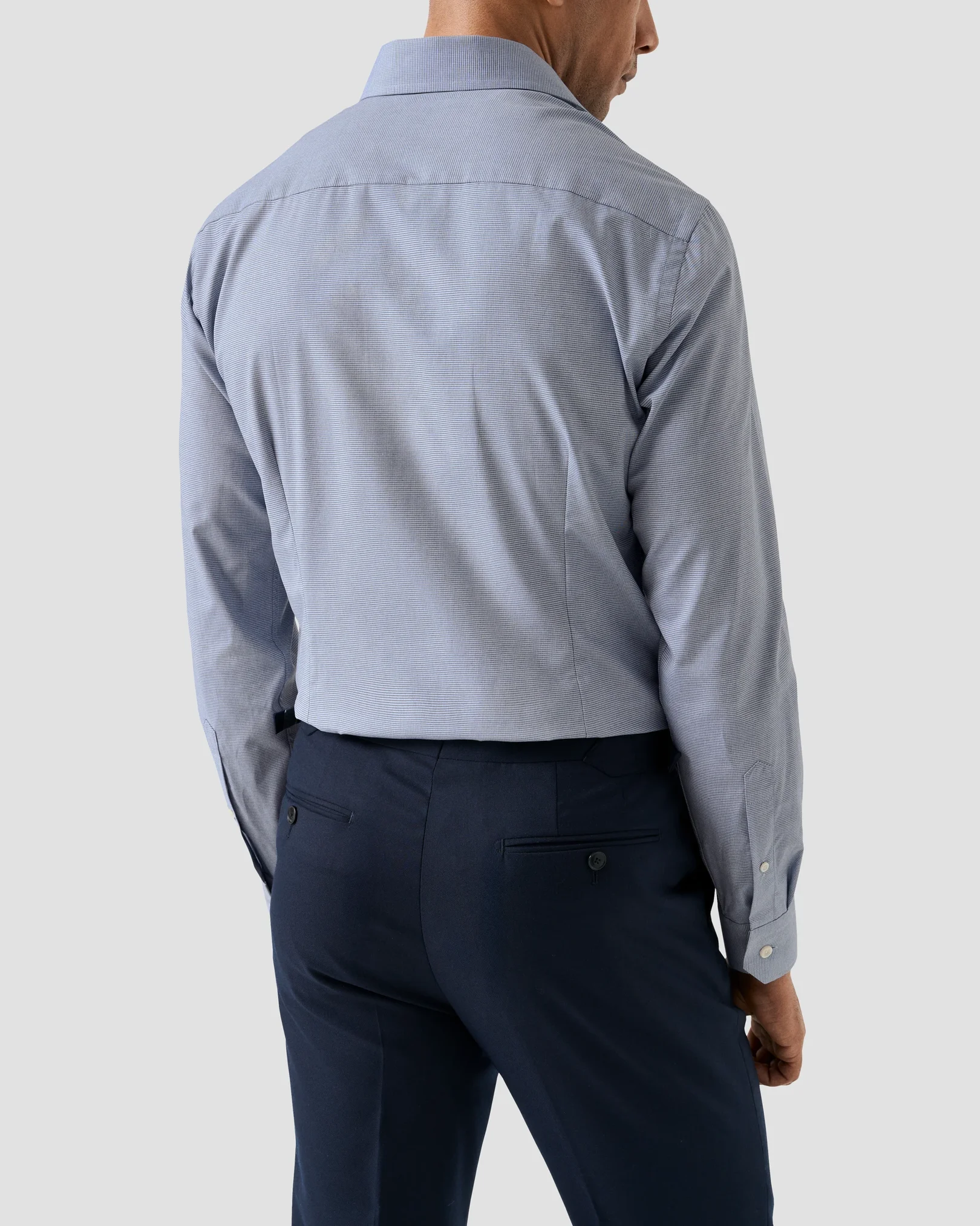 Eton - dark blue micro check twill shirt