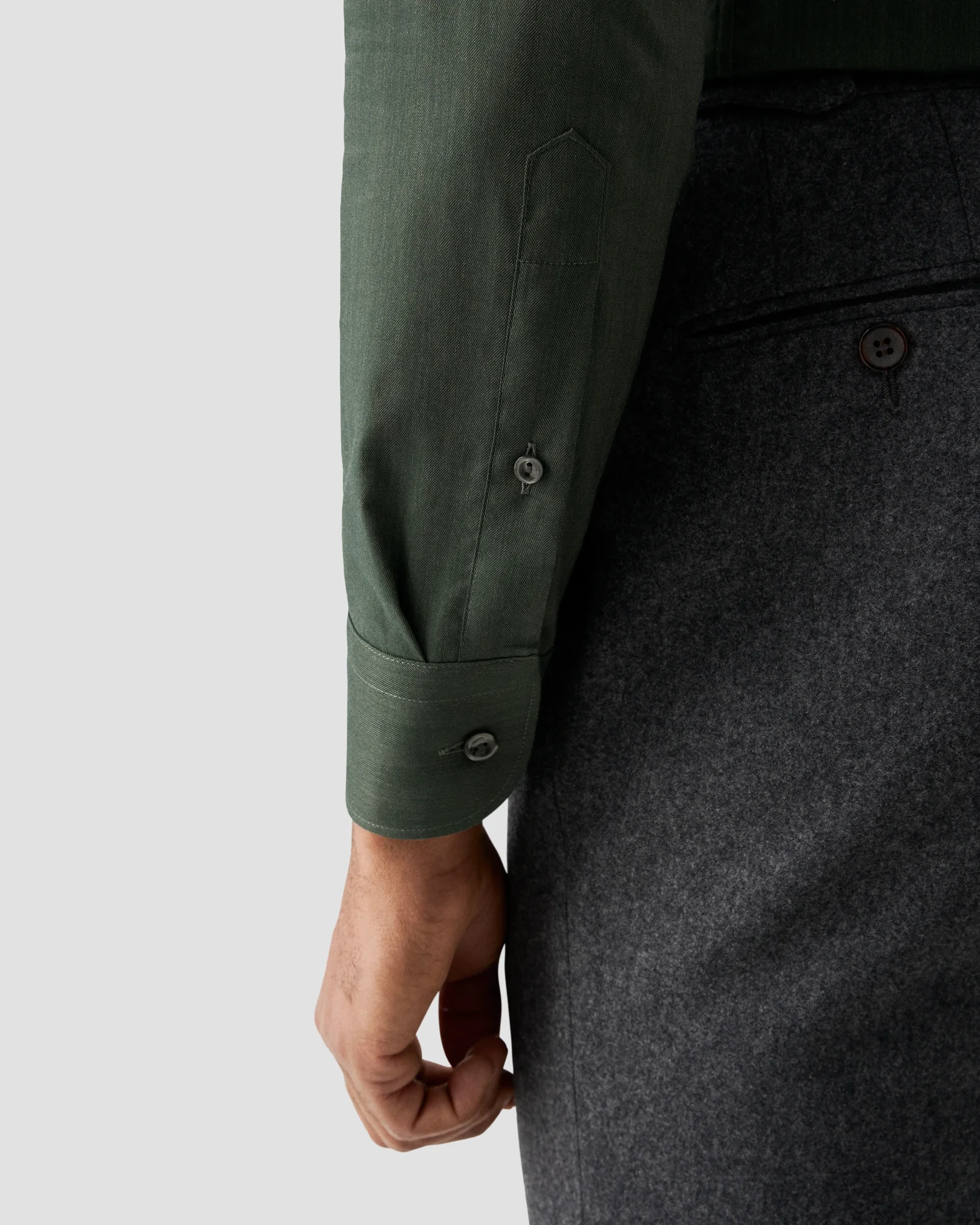 Eton - dark green wrinkle free flanell shirt