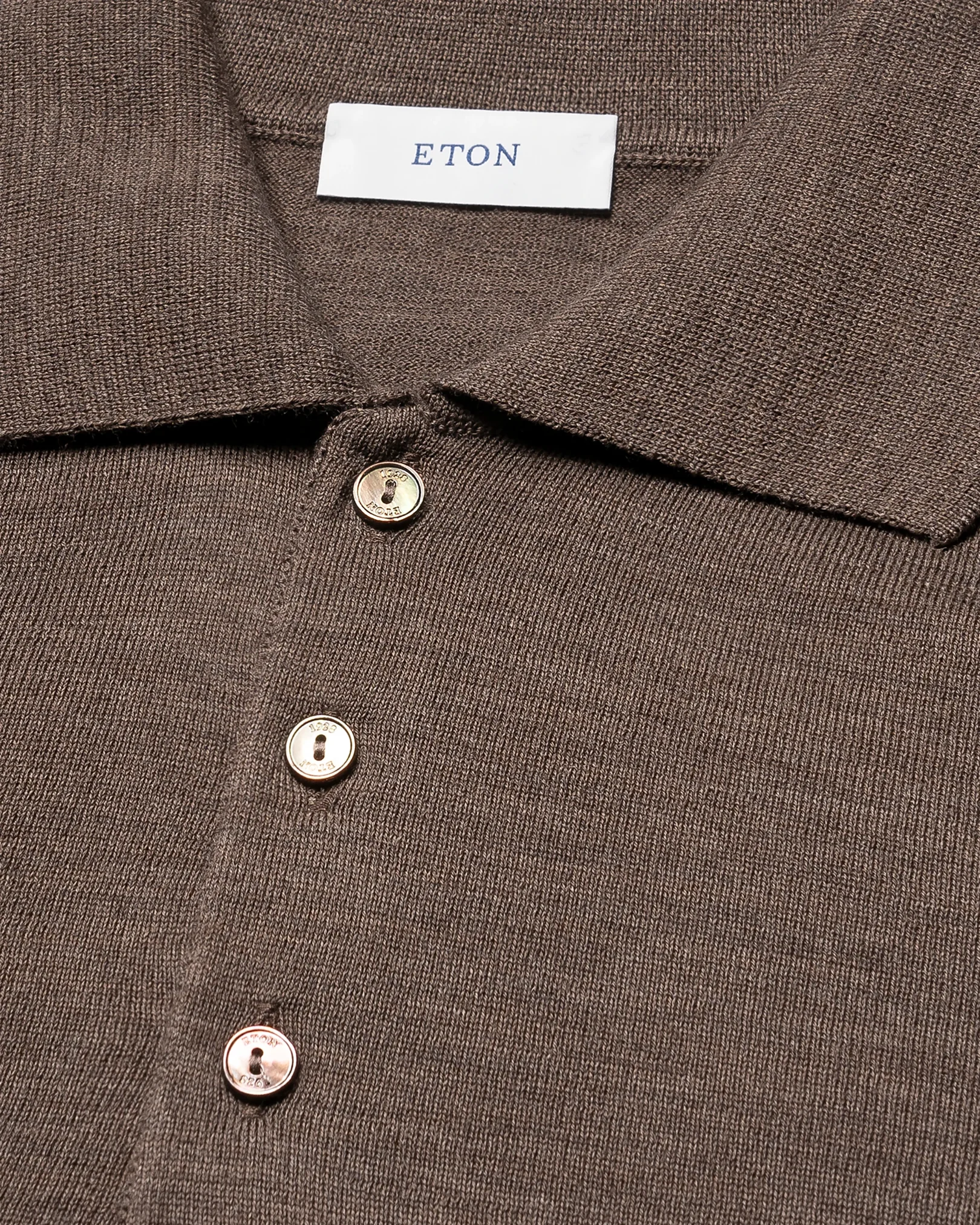 Eton - dark brown merino fine knit polo shirt