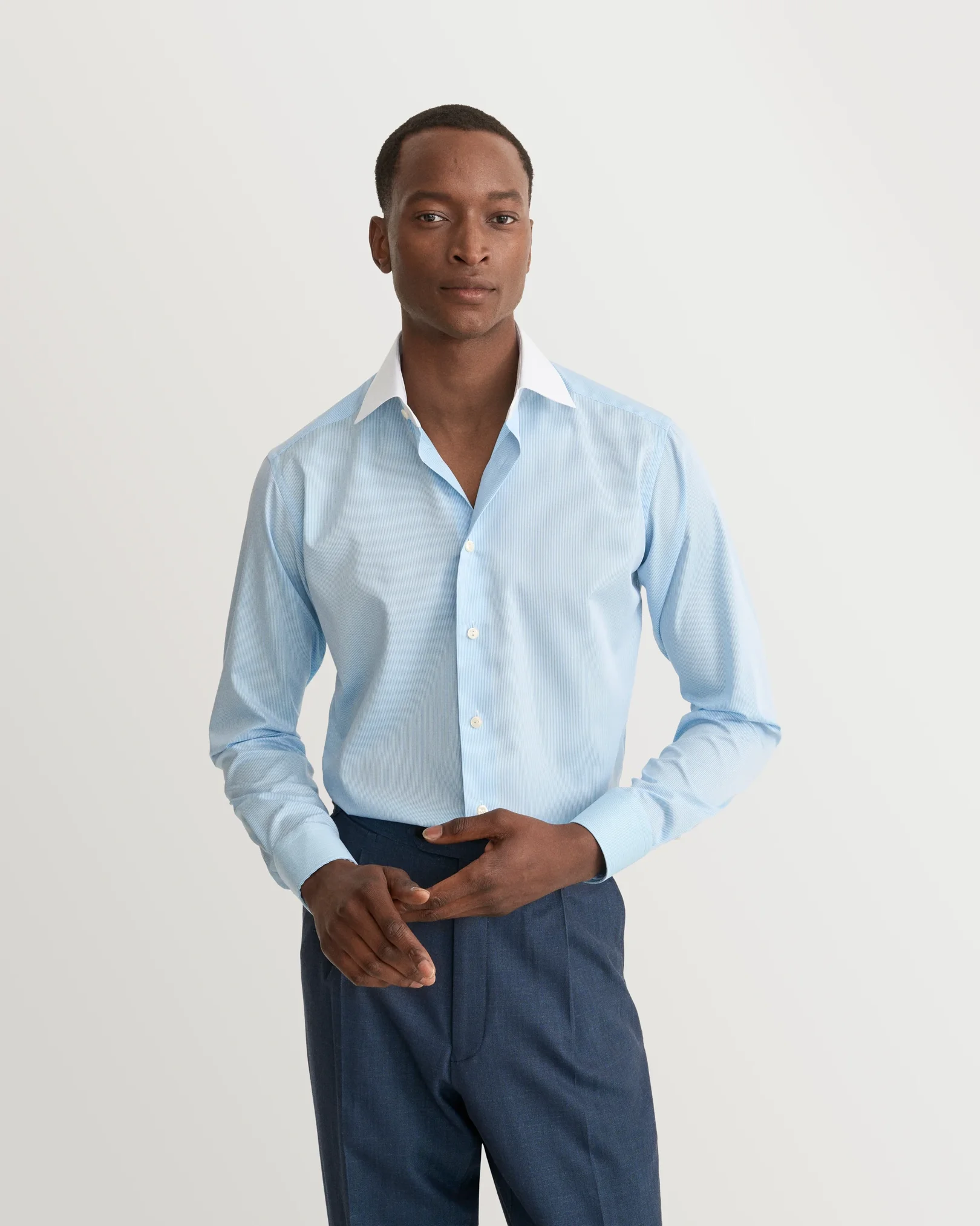 Eton - Striped White Collar Fine Twill Shirt