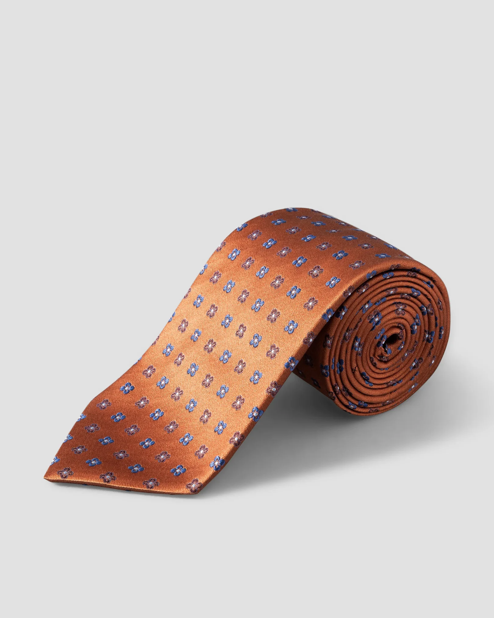 Eton - micro floral woven silk tie orange