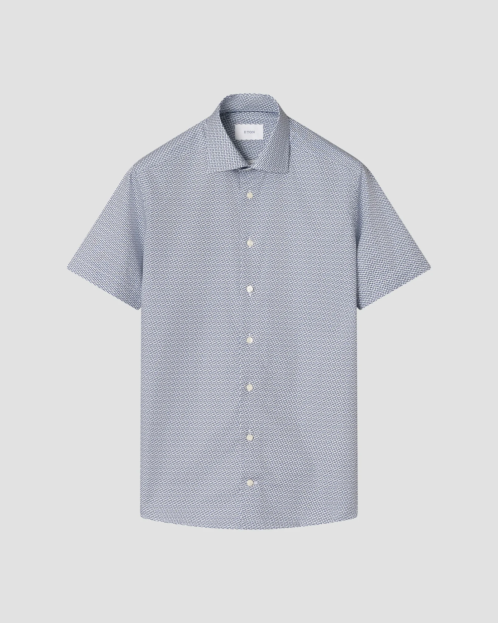 Eton - light blue micro geometric short sleeve