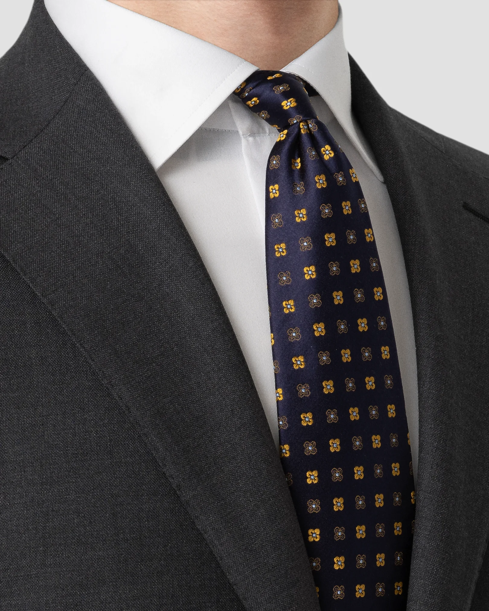 Eton - micro floral woven silk tie yellow