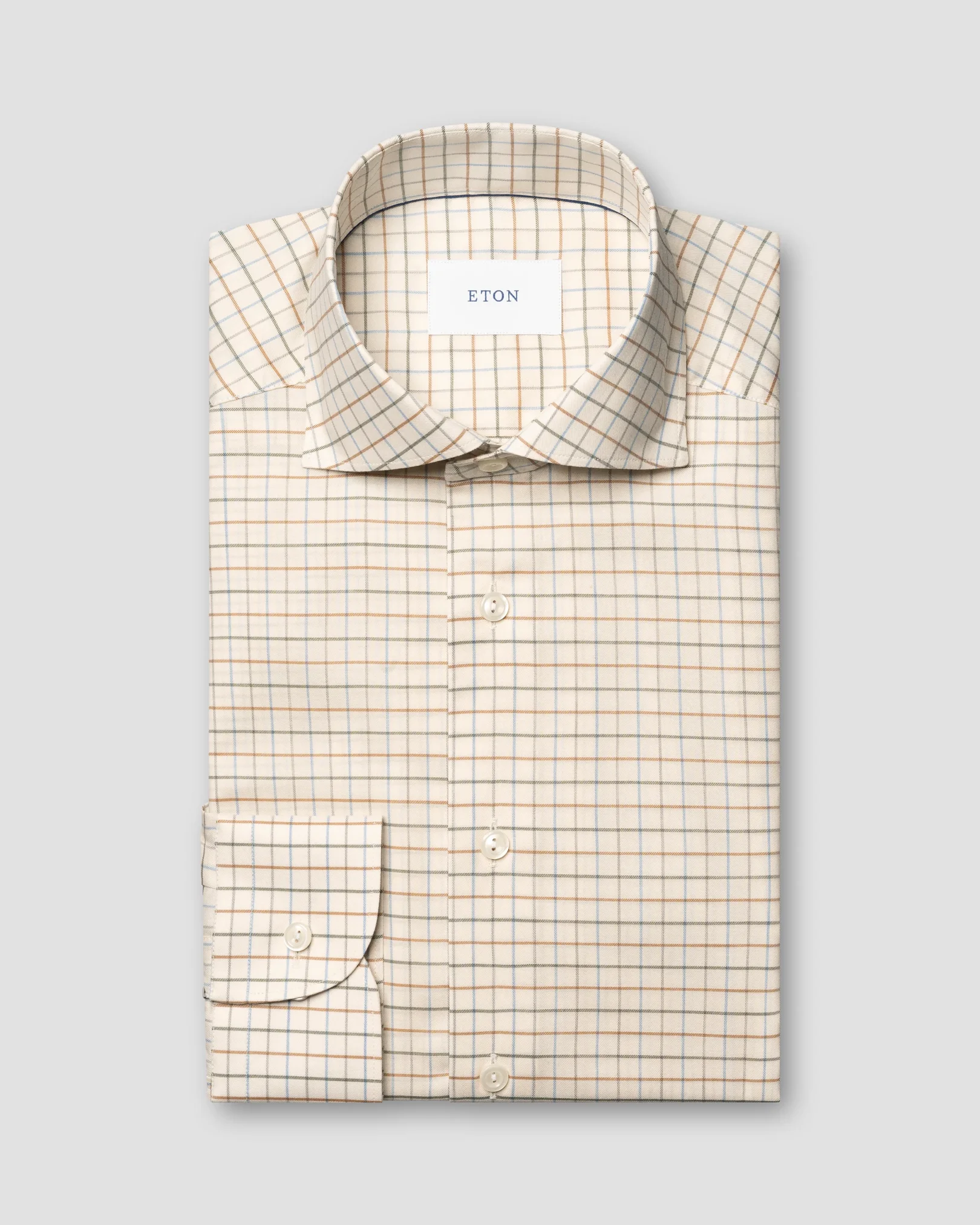 Eton - mid green check signature flannel shirt