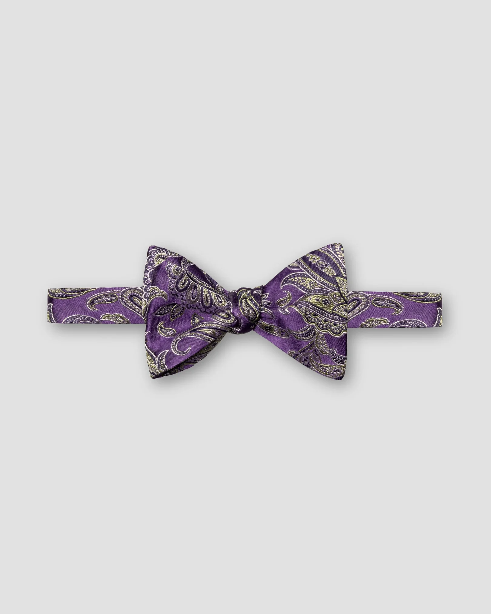 Eton - mid purple paisley silk bow tie self tied