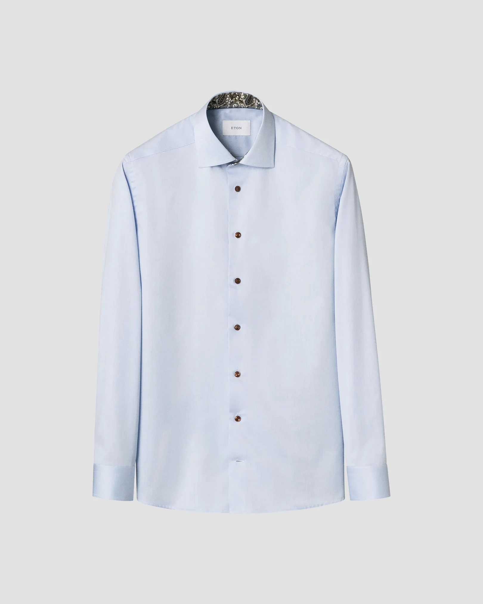 Eton - light blue paisley effect signature twill shirt