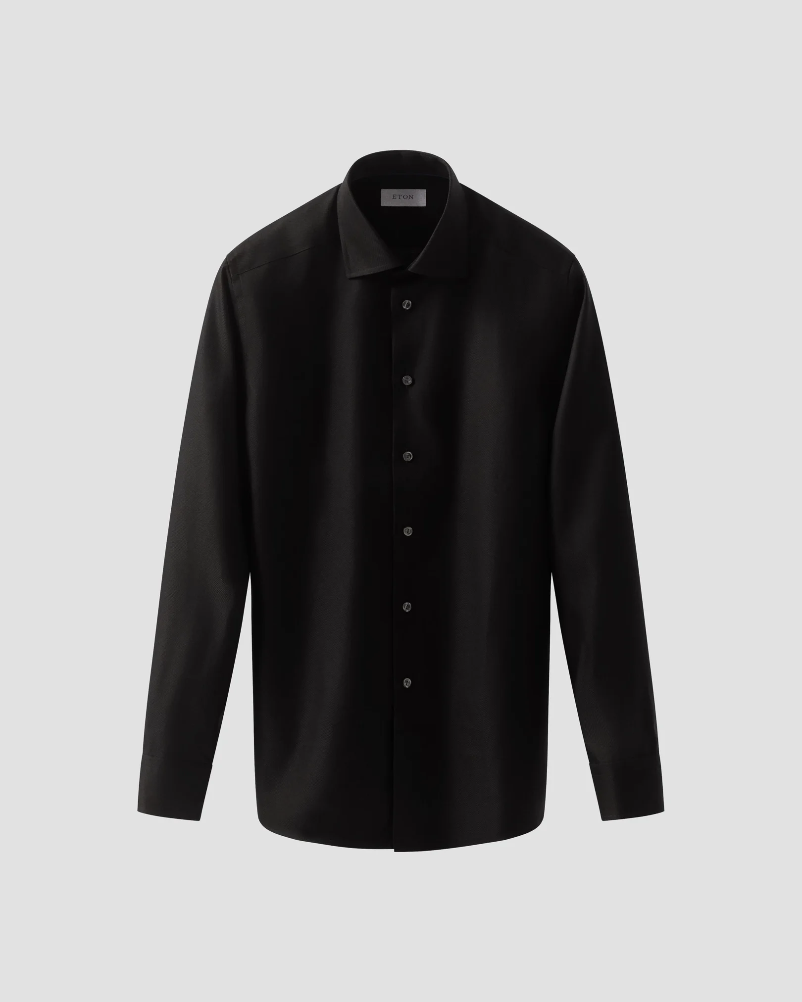 Eton - black solid textured twill shirt
