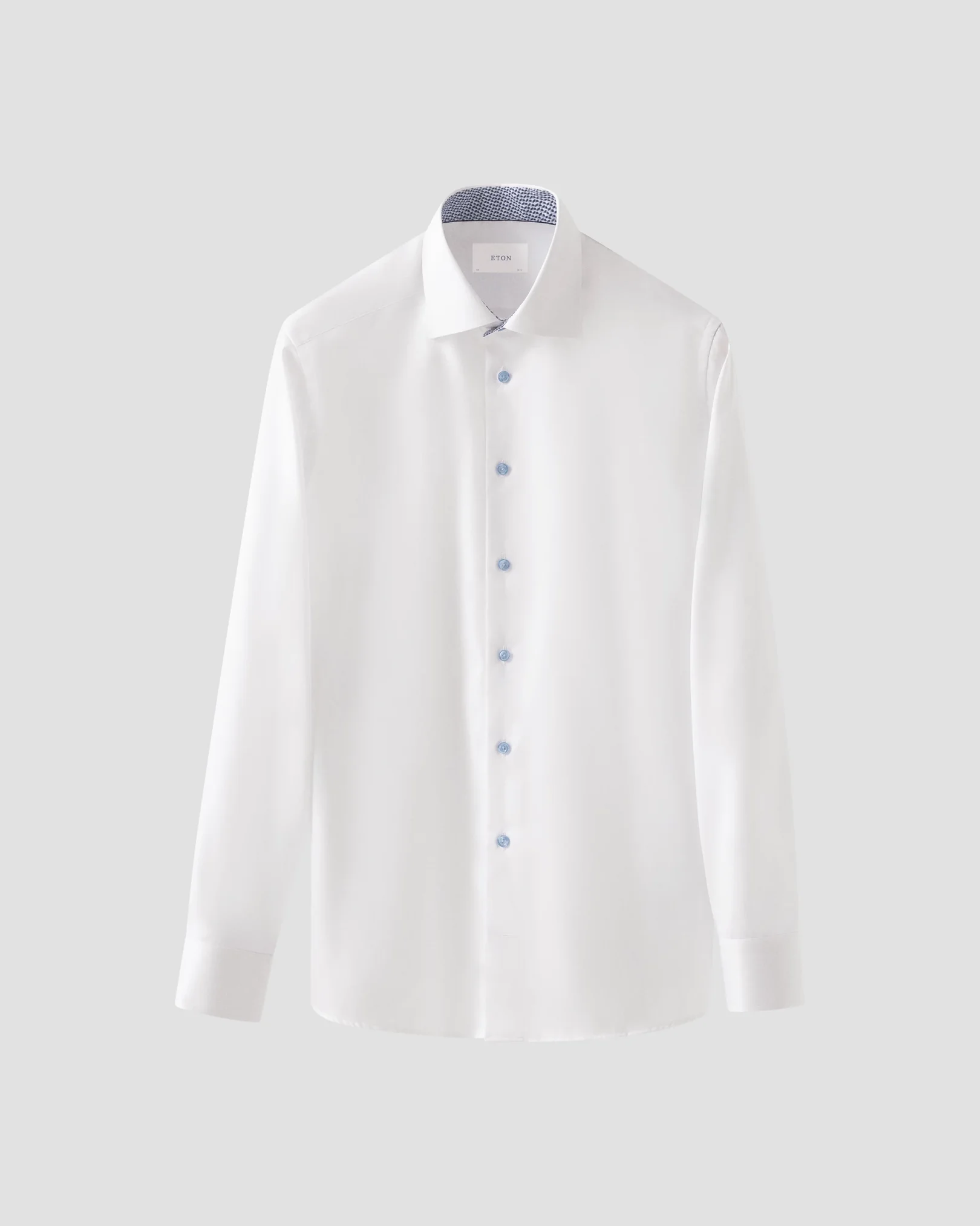 Eton - white solid signature twill geometric effect shirt