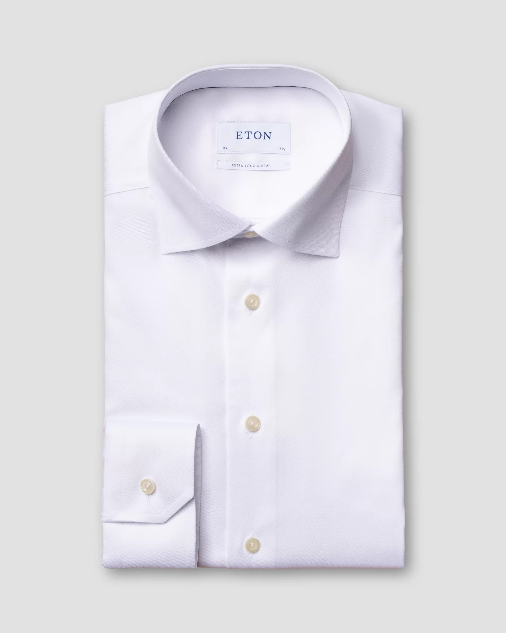 Weißes Signature-Twill-Hemd mit extralangen Ärmeln