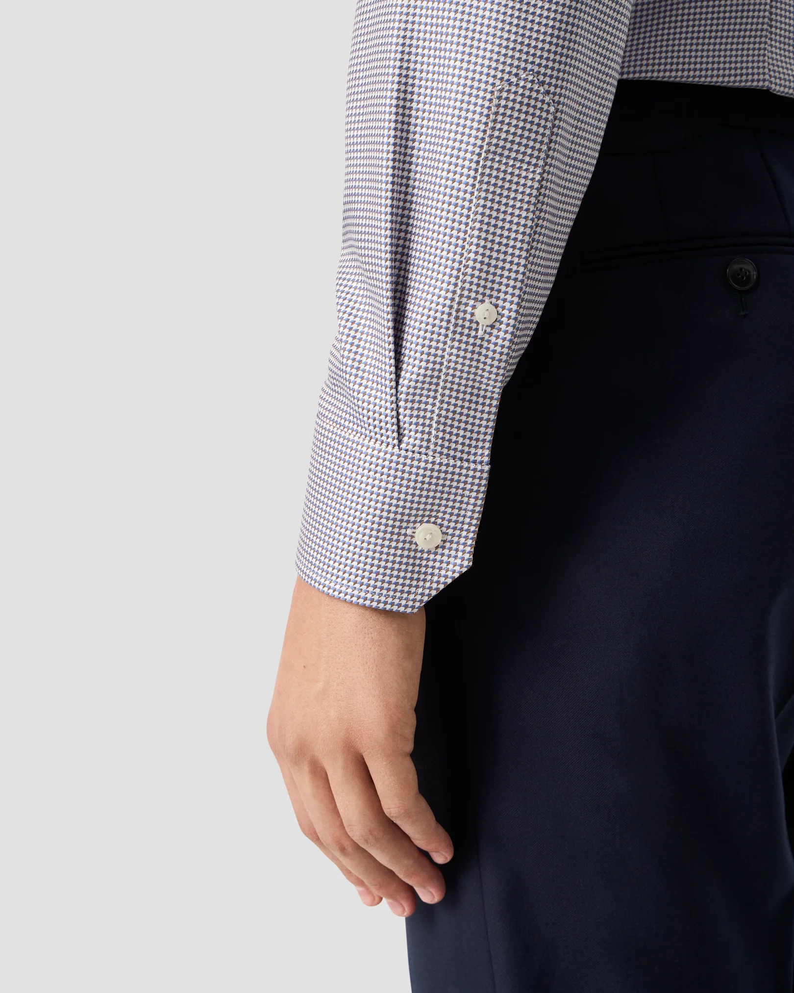 Eton - orange houndstooth king twill shirt