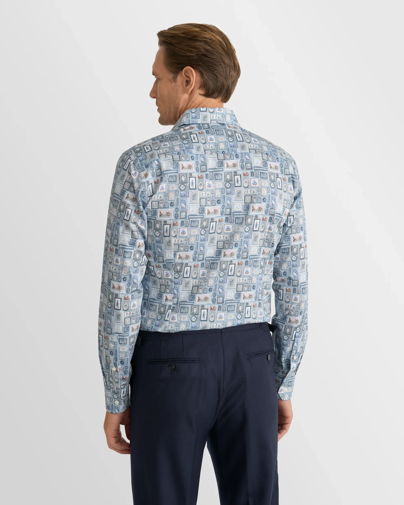 Eton - light blue motif signature twill print