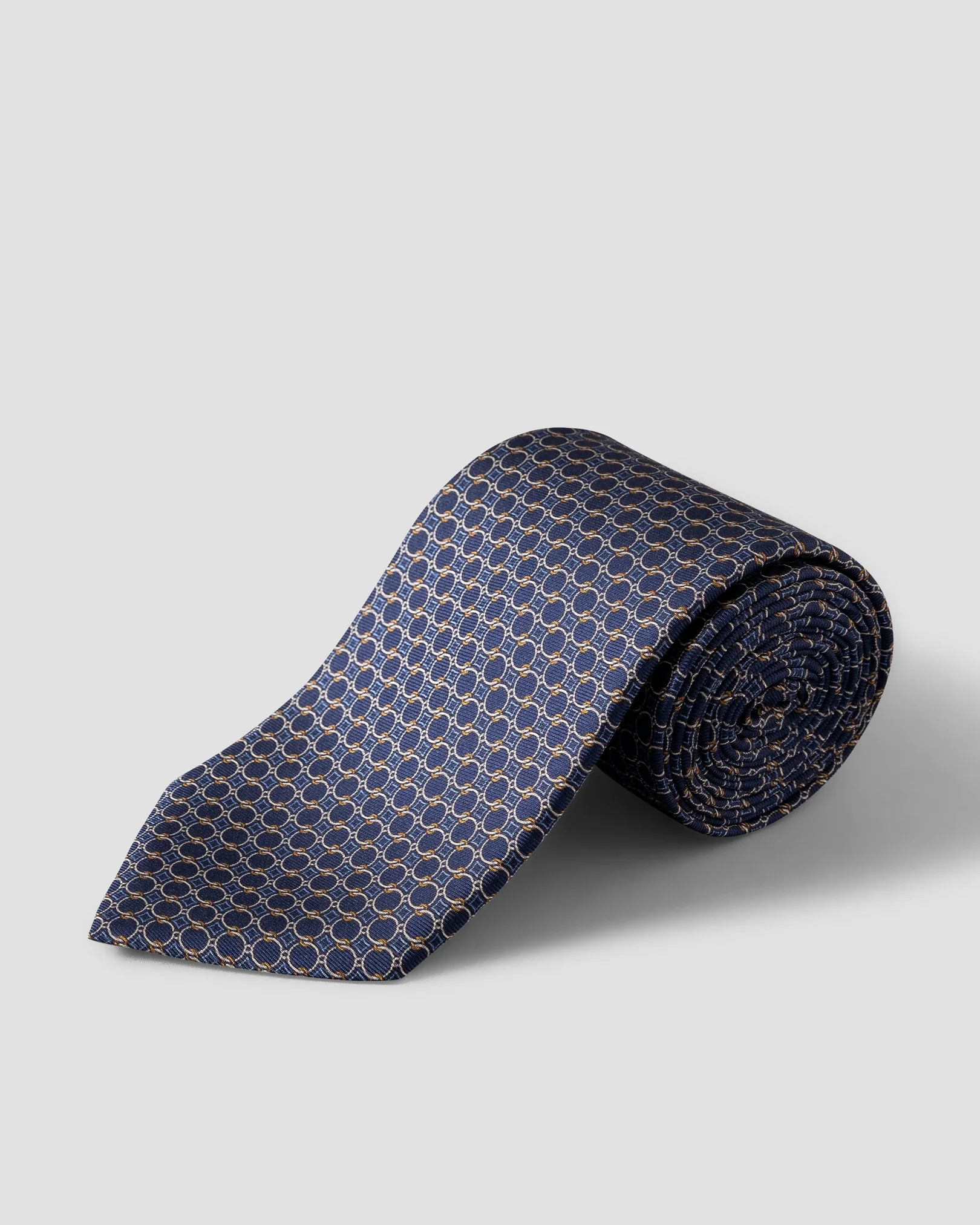 Eton - dark blue geometric print silk tie