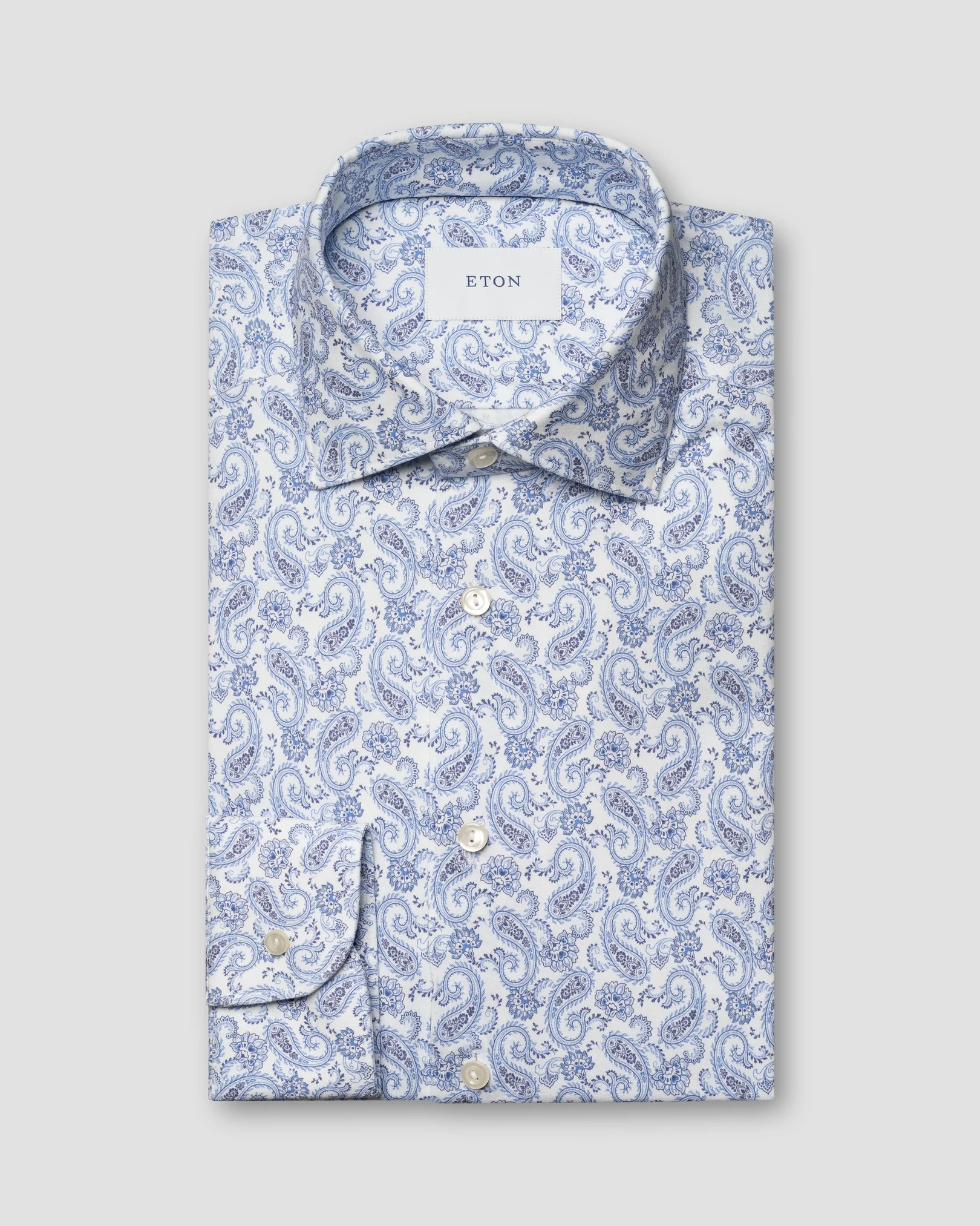 Eton - light purple paisley jersey stretch shirt