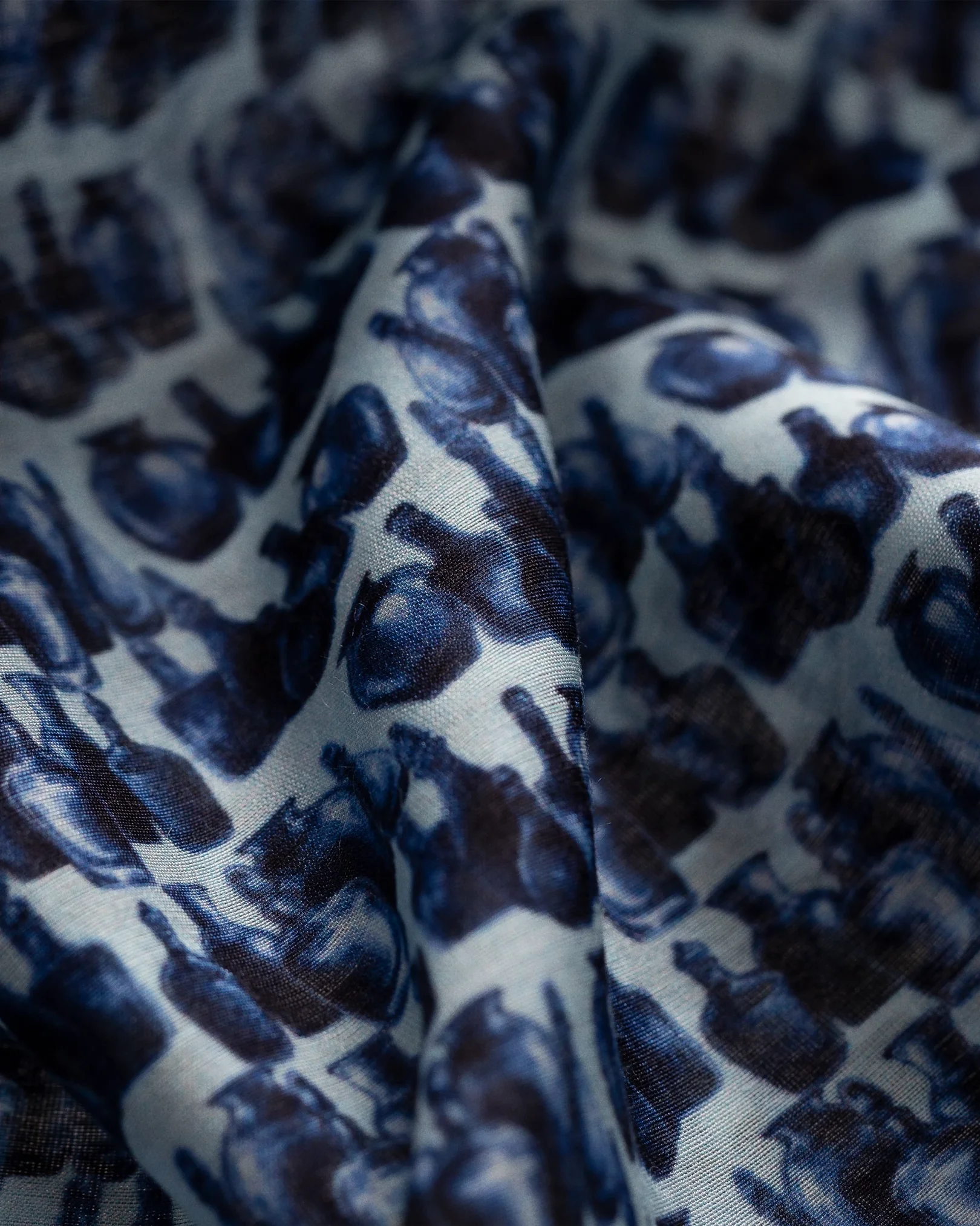 Eton - blue glass bottles print cotton silk bandana