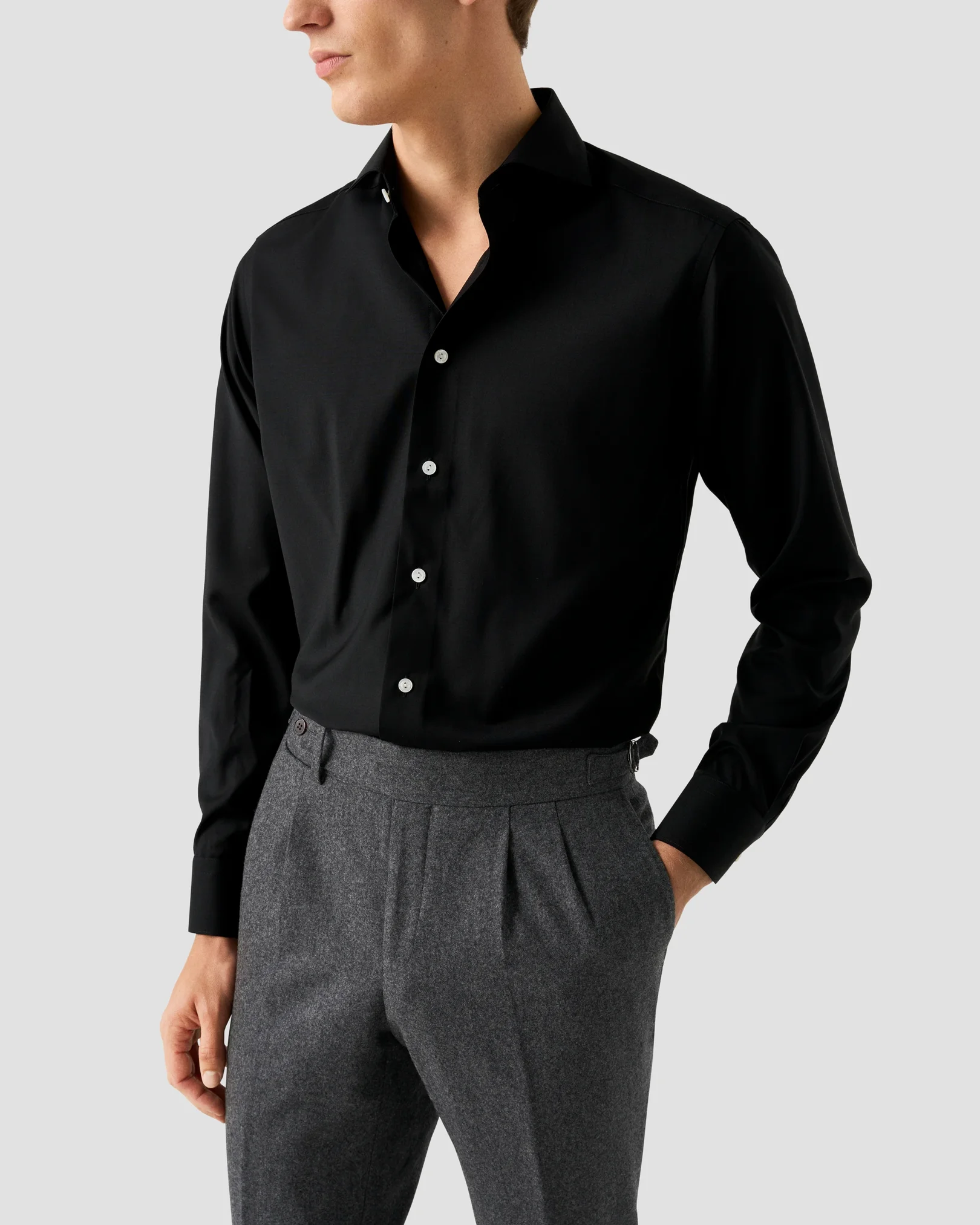 Eton - Chemise en Laine Mérinos Unie