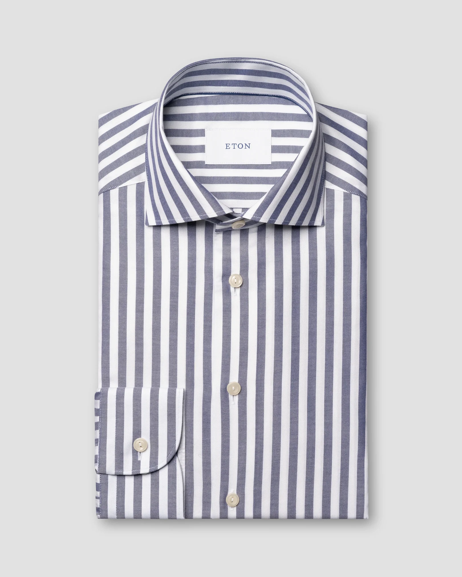 Eton - navy blue bengal striped signature oxford shirt