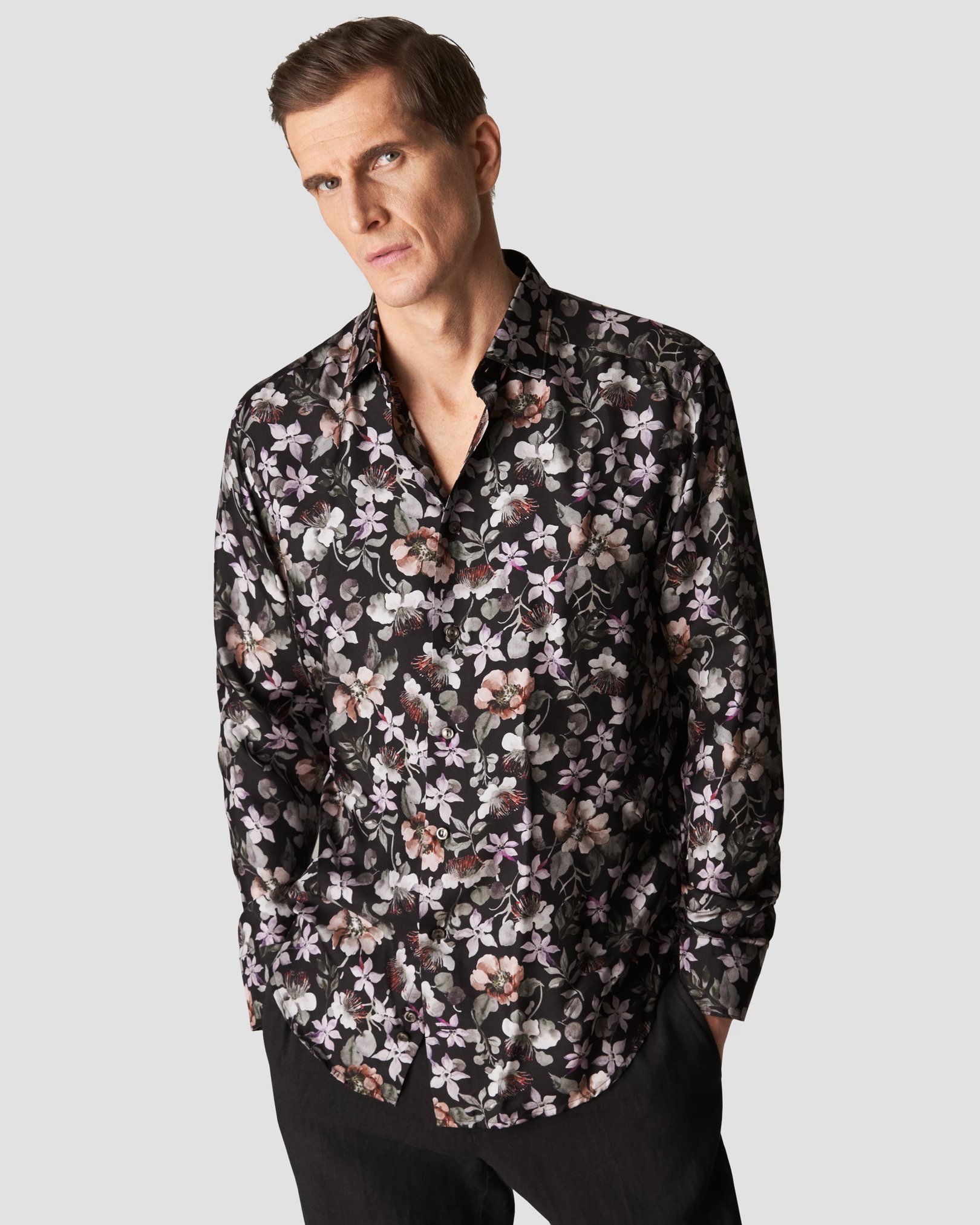 Eton - black silk pointed rounded