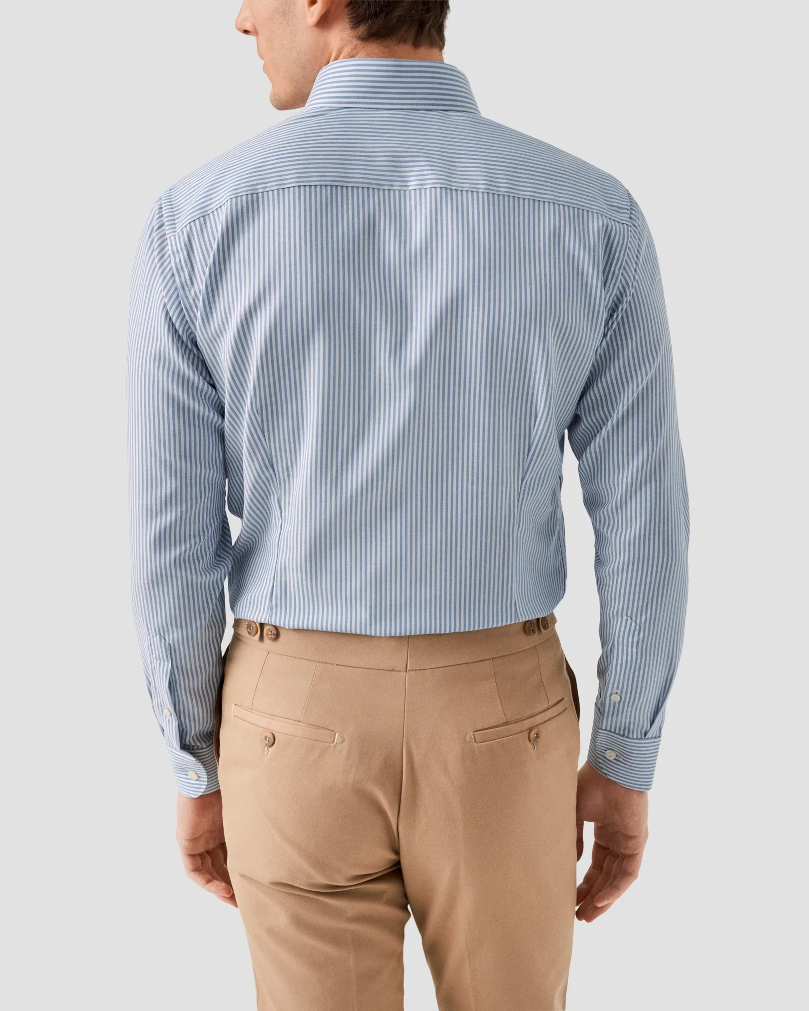 Eton - Mid Blue Bengal Striped Signature Oxford Shirt