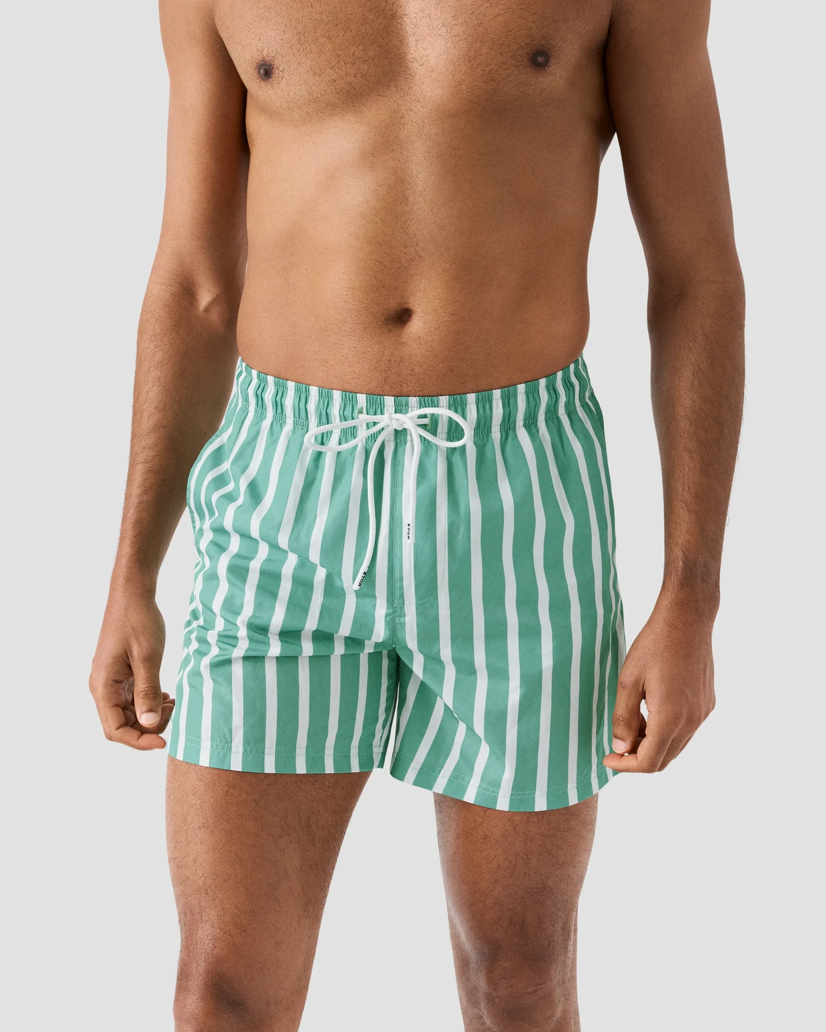 Eton - mid green striped swim shorts