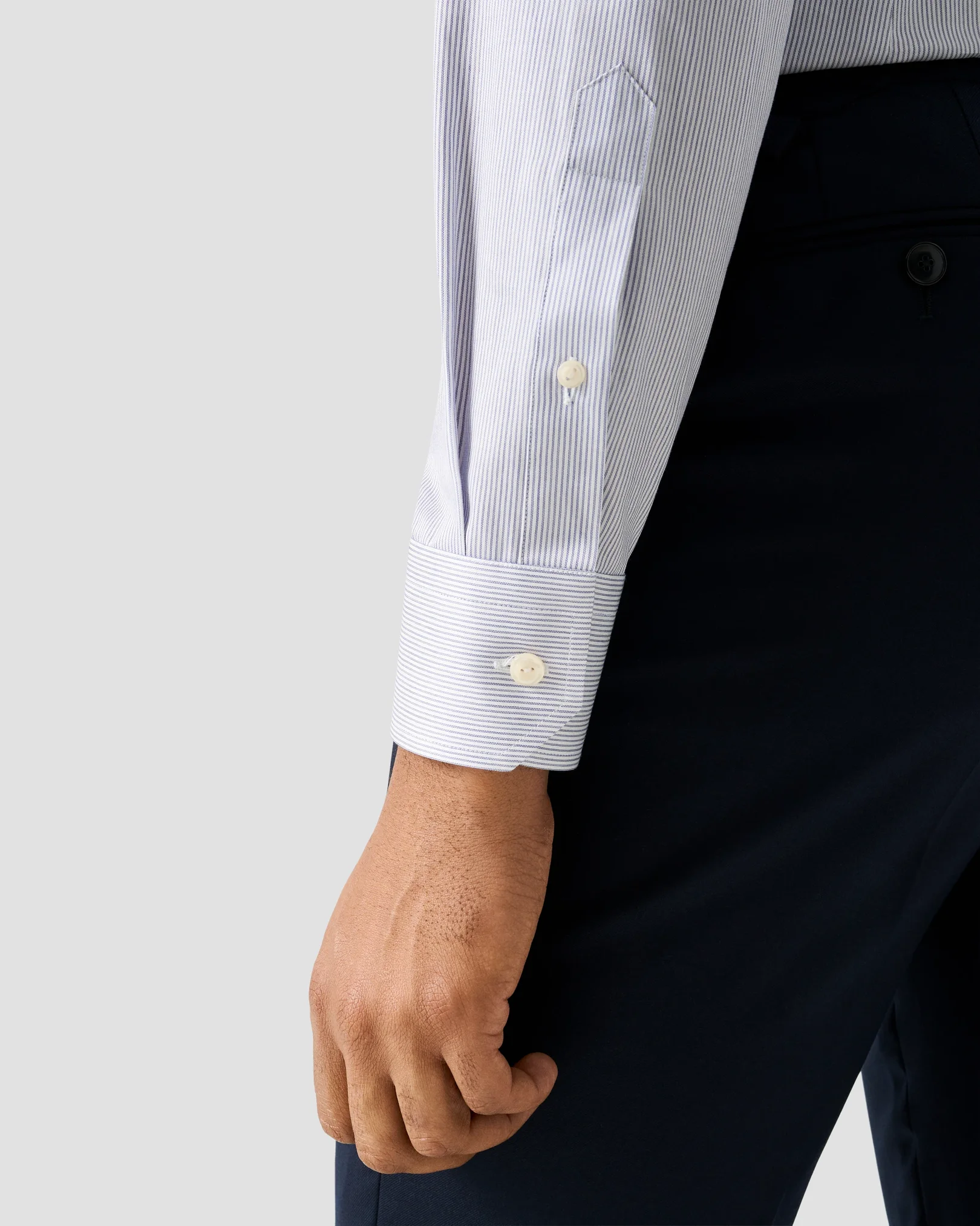 Eton - dark blue fine striped signature twill shirt 256