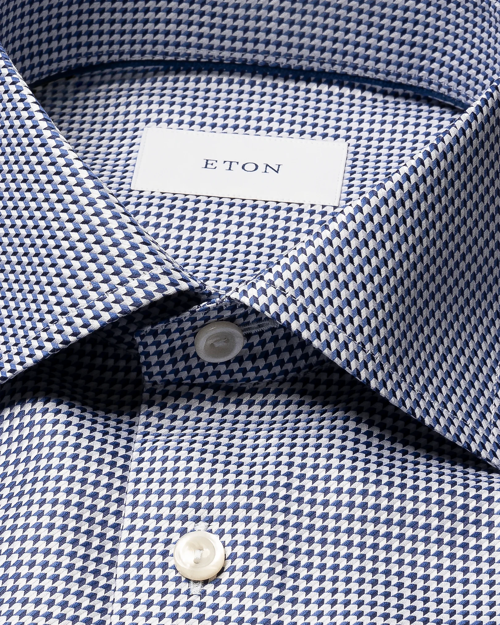 Eton - dark blue houndstooth king twill shirt