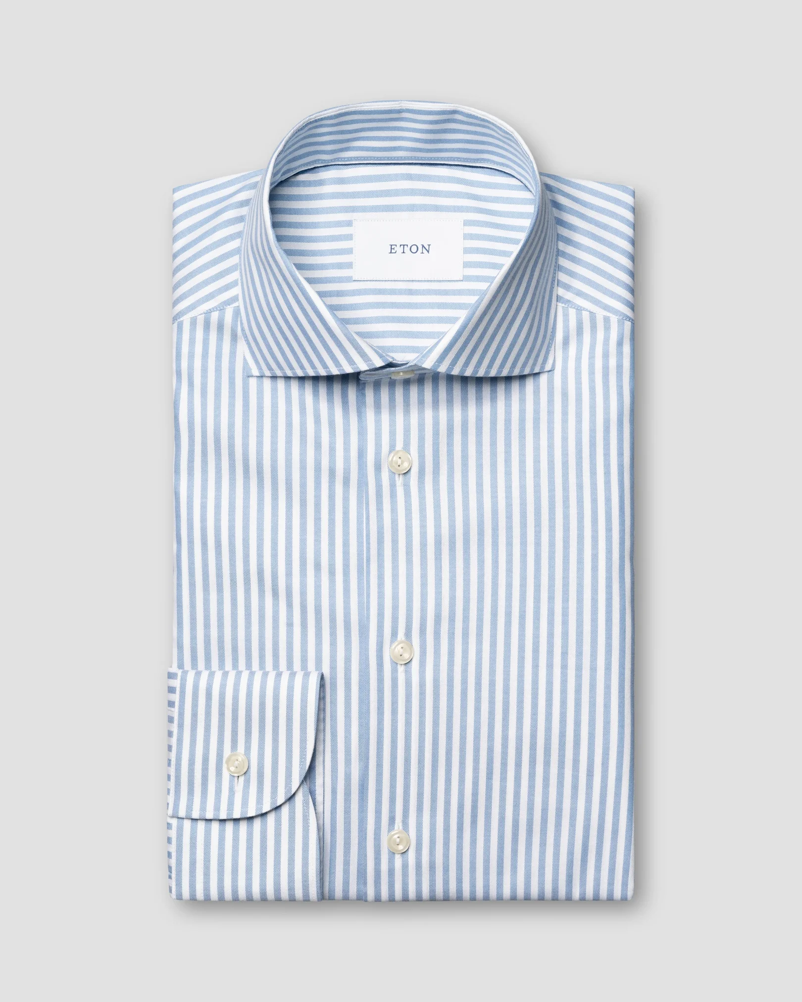 Eton - striped signature oxford shirt wide spread rounded
