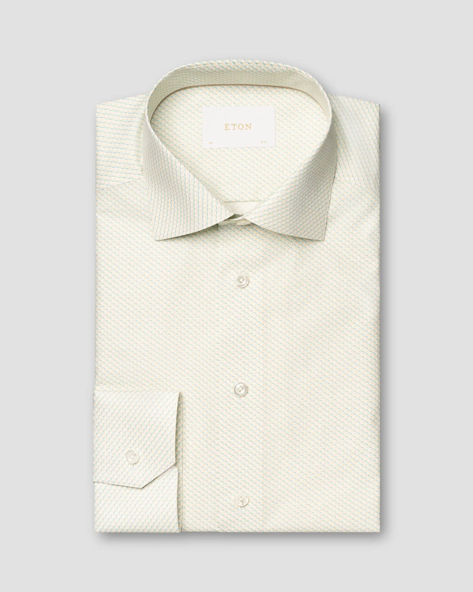 Eton - Chemise en twill fin micro olive