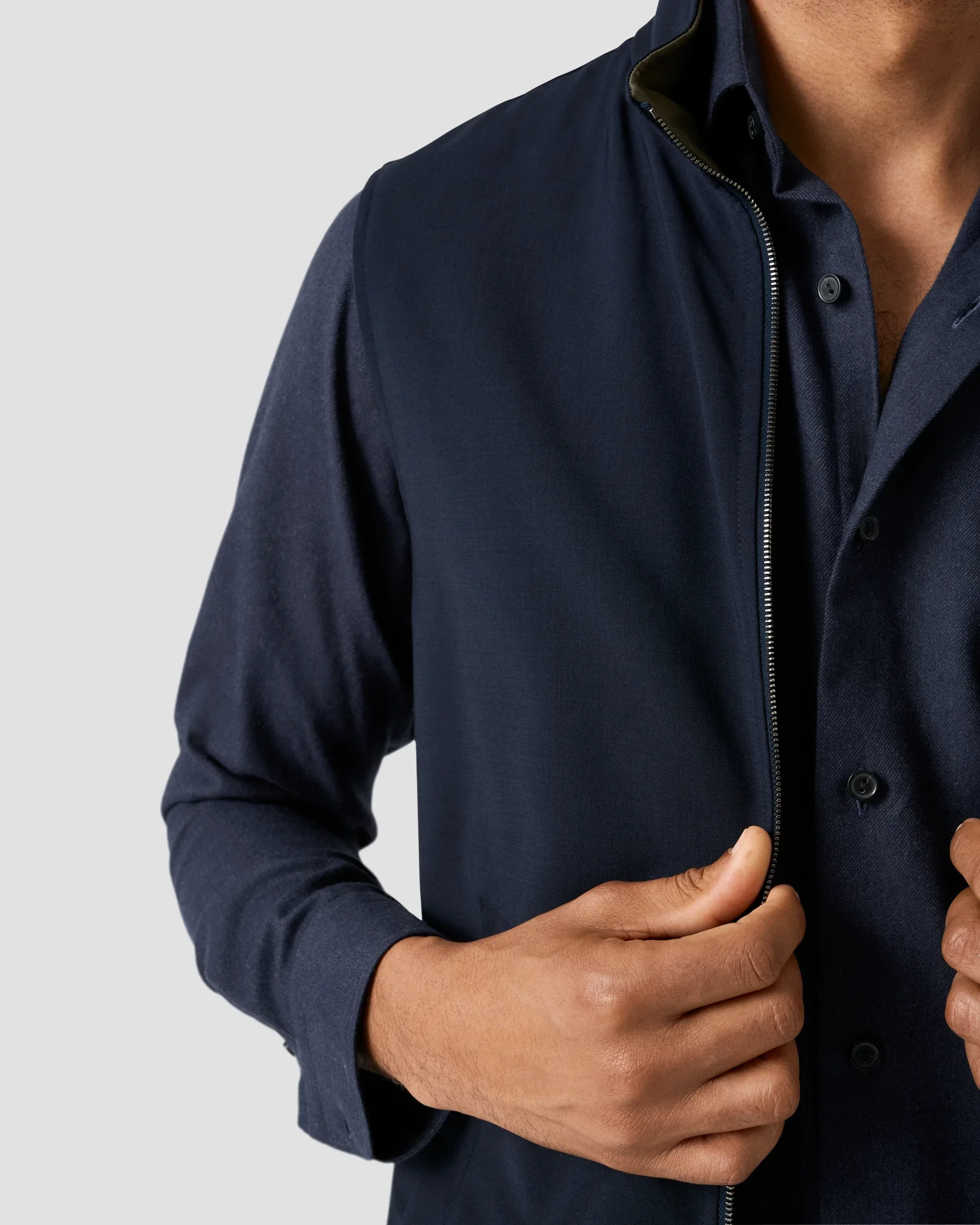 Eton - navy blue solid flannel shirt